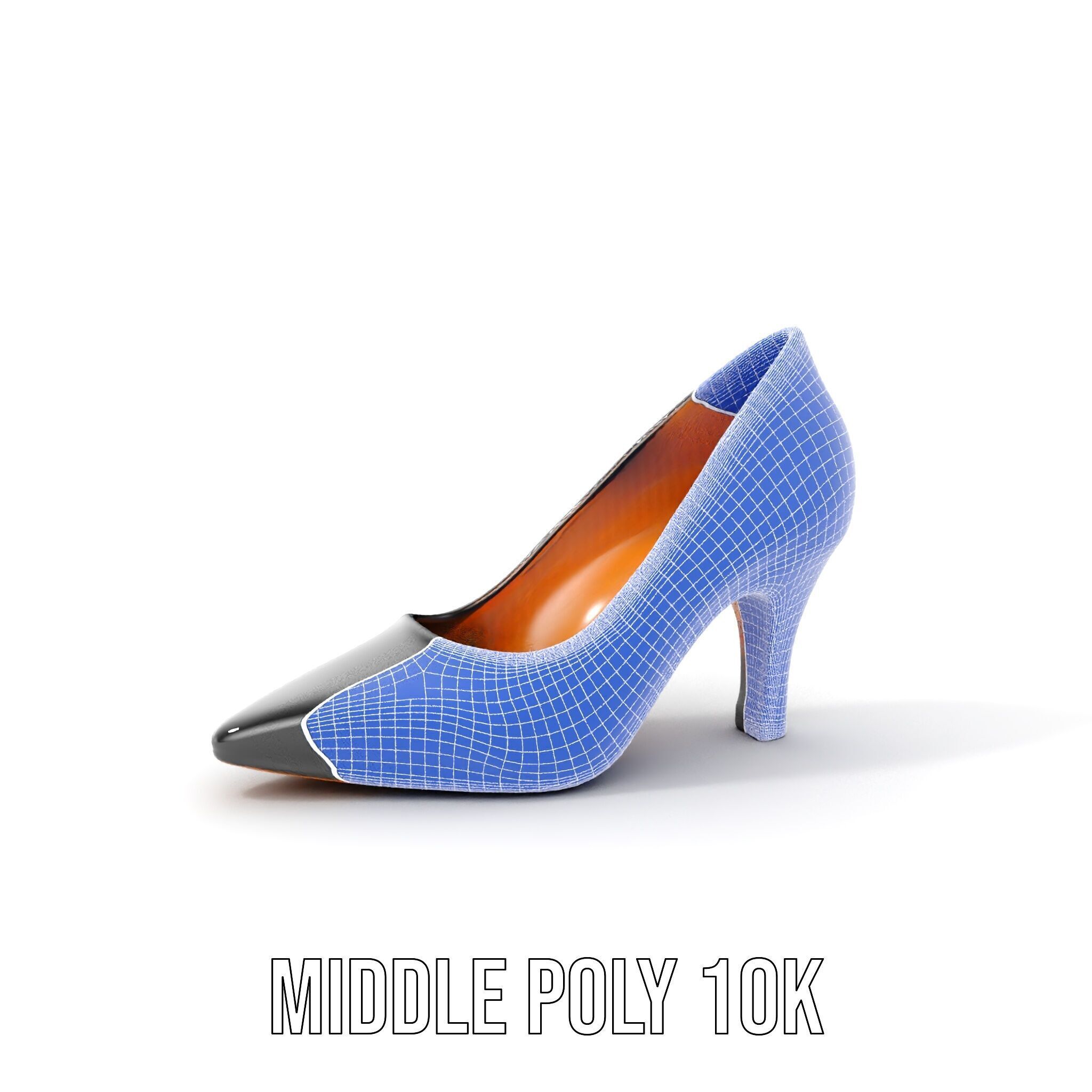 Elegant Black High Heel Shoe Model Pack Low-poly 3D model_22