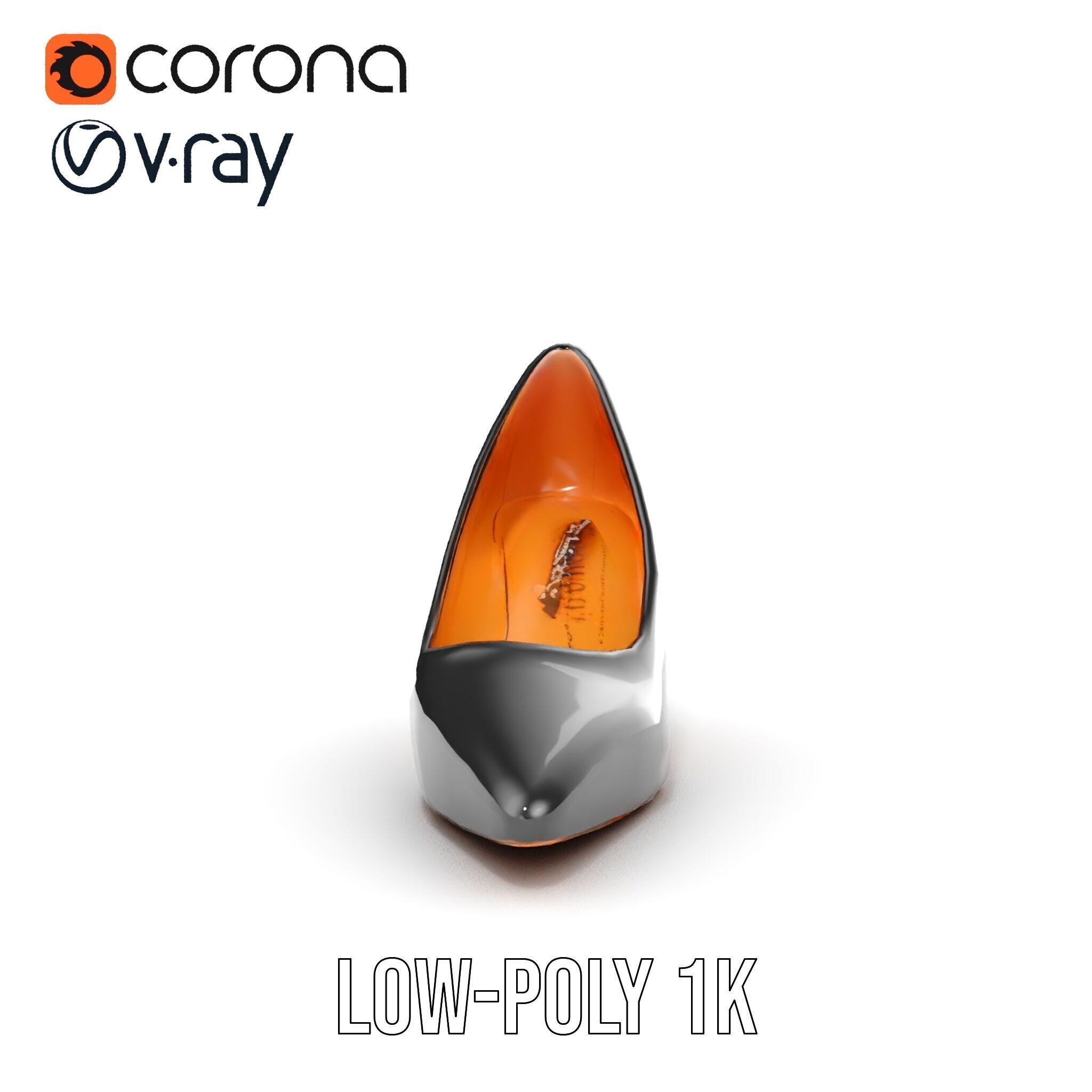 Elegant Black High Heel Shoe Model Pack Low-poly 3D model_28