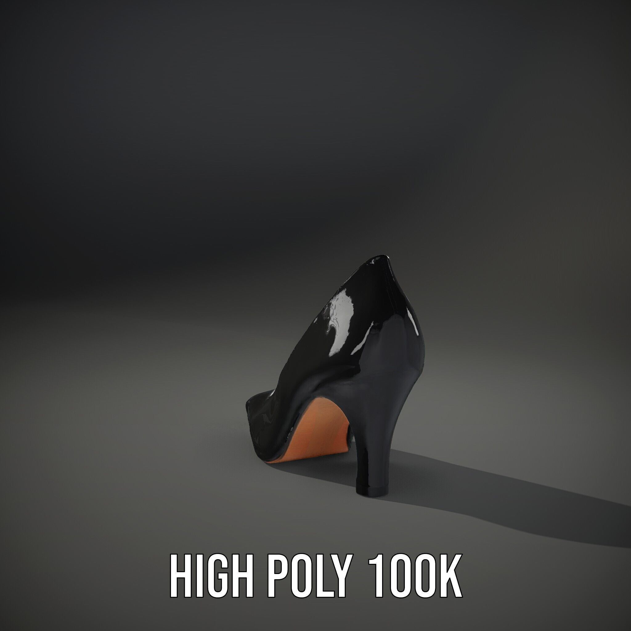 Elegant Black High Heel Shoe Model Pack Low-poly 3D model_14