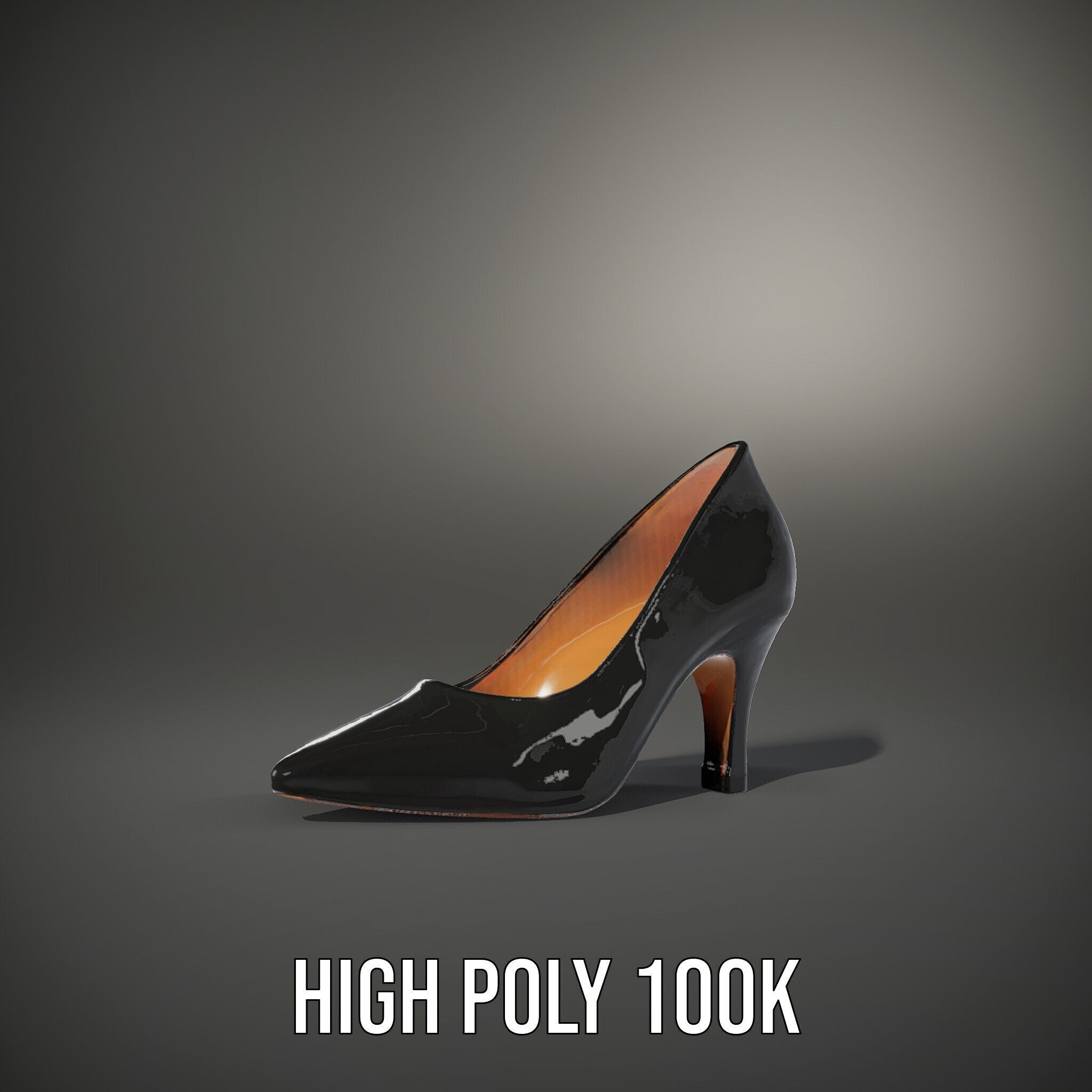 Elegant Black High Heel Shoe Model Pack Low-poly 3D model_8