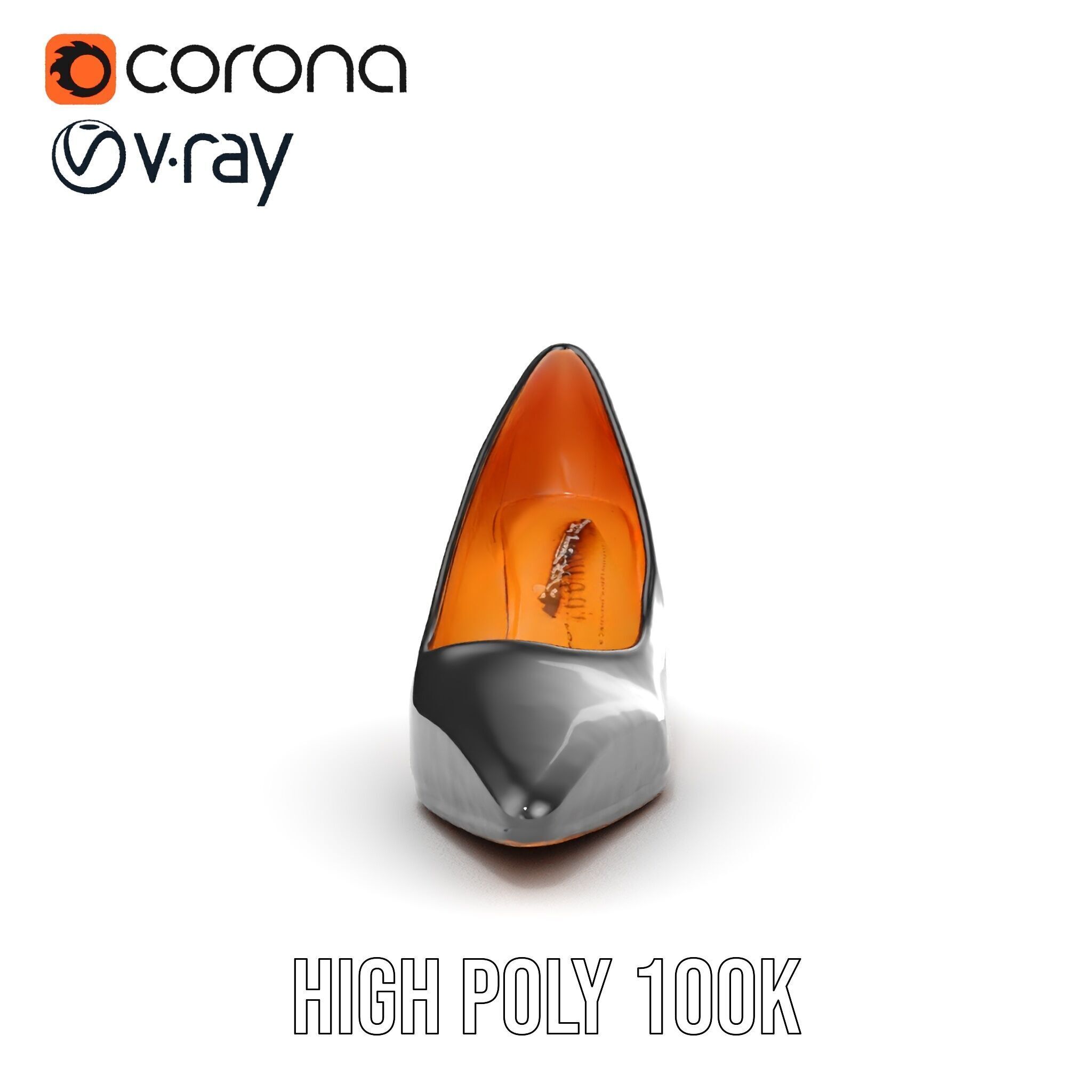 Elegant Black High Heel Shoe Model Pack Low-poly 3D model_36