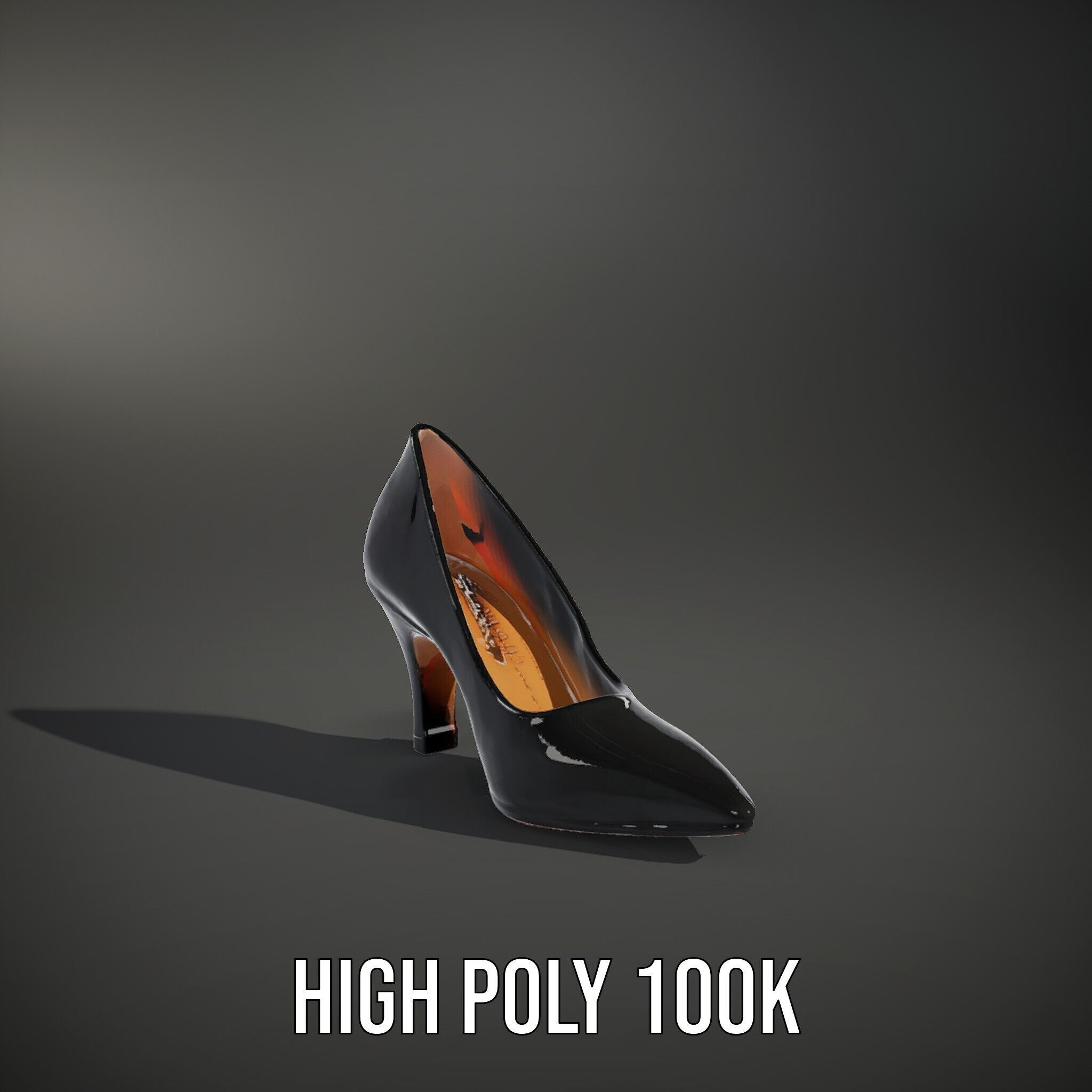 Elegant Black High Heel Shoe Model Pack Low-poly 3D model_11
