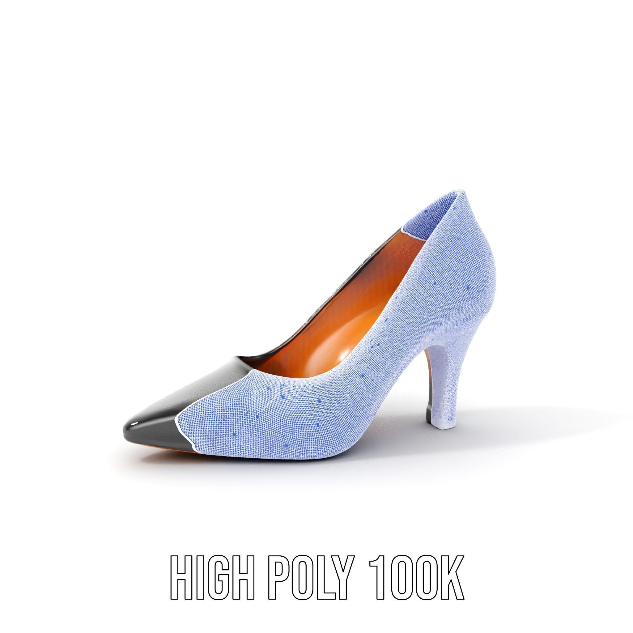 Elegant Black High Heel Shoe Model Pack Low-poly 3D model_4