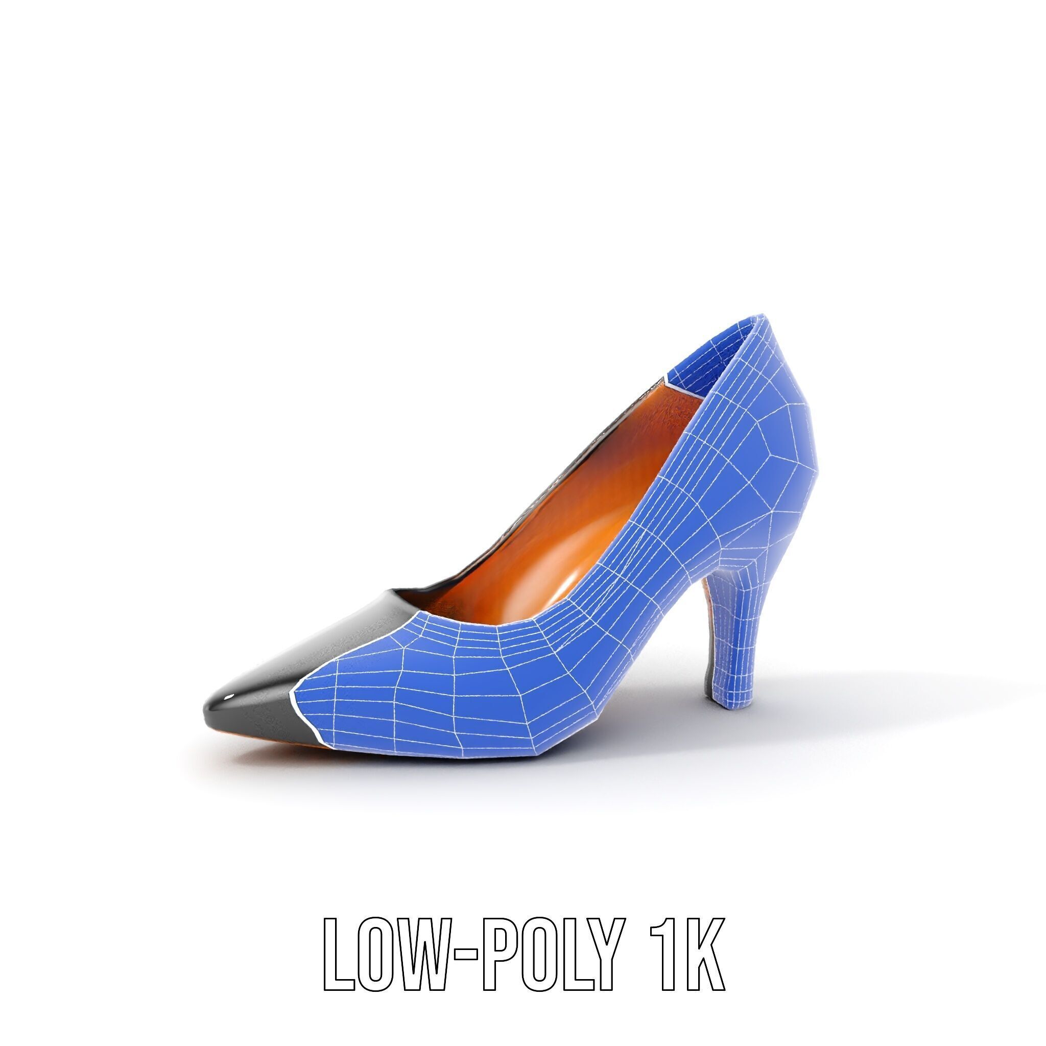 Elegant Black High Heel Shoe Model Pack Low-poly 3D model_23