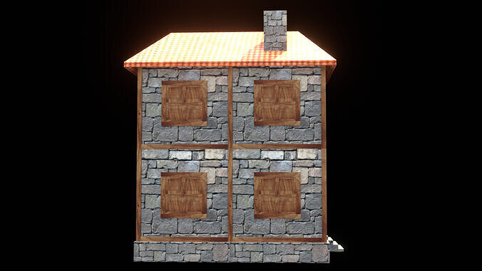 medieval house low poly village town residential house  105 Low-poly 3D model 6