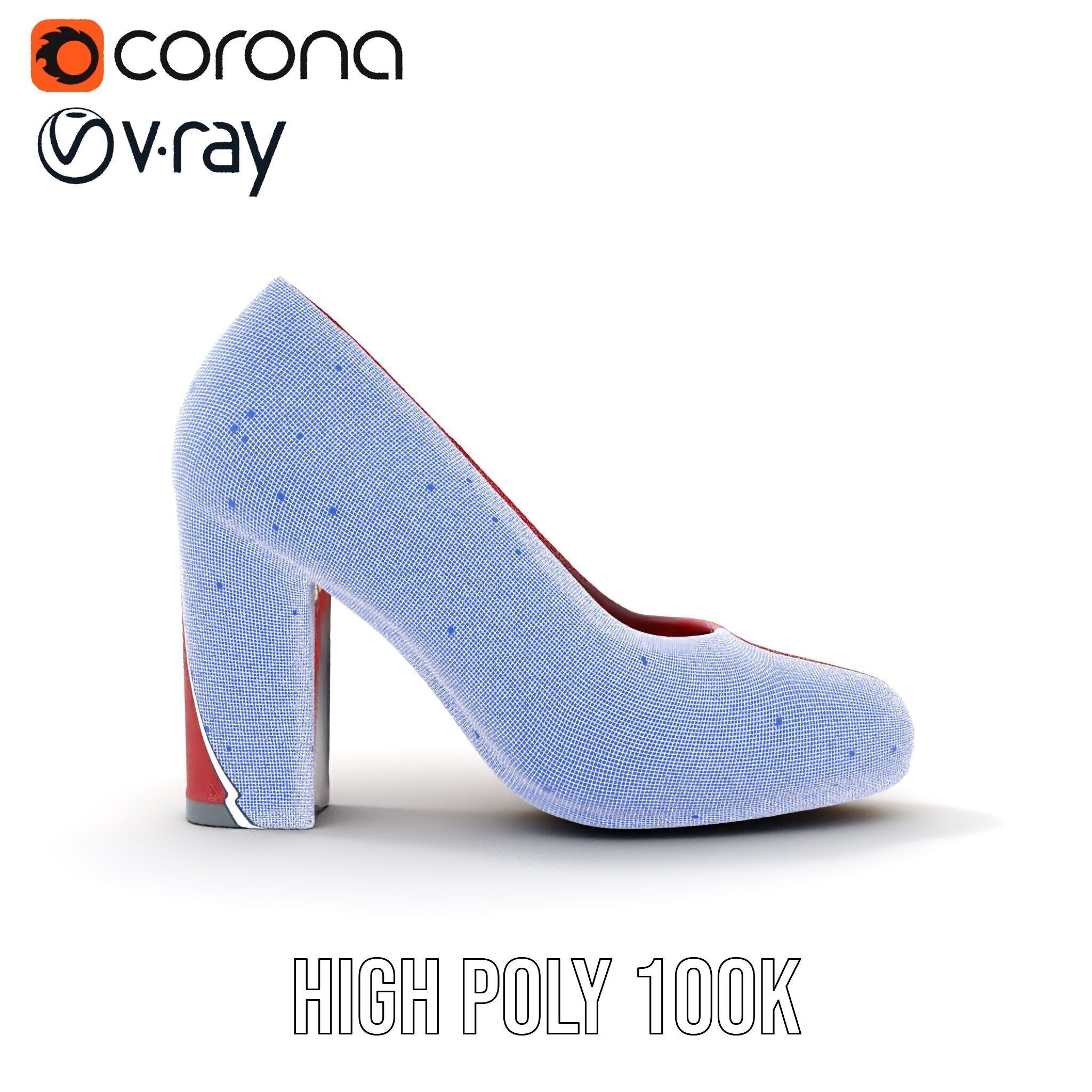 Elegant High Heel Shoe Model Pack Low-poly 3D model_36