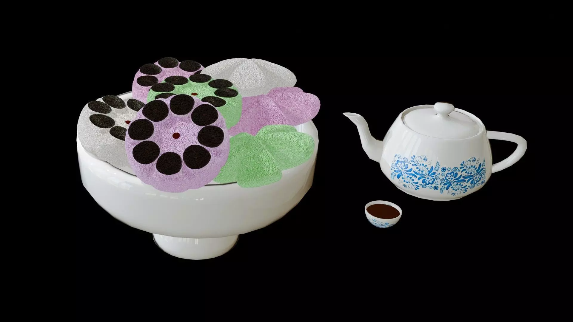 Chinese food sweet colorful special  cake 3D model_0