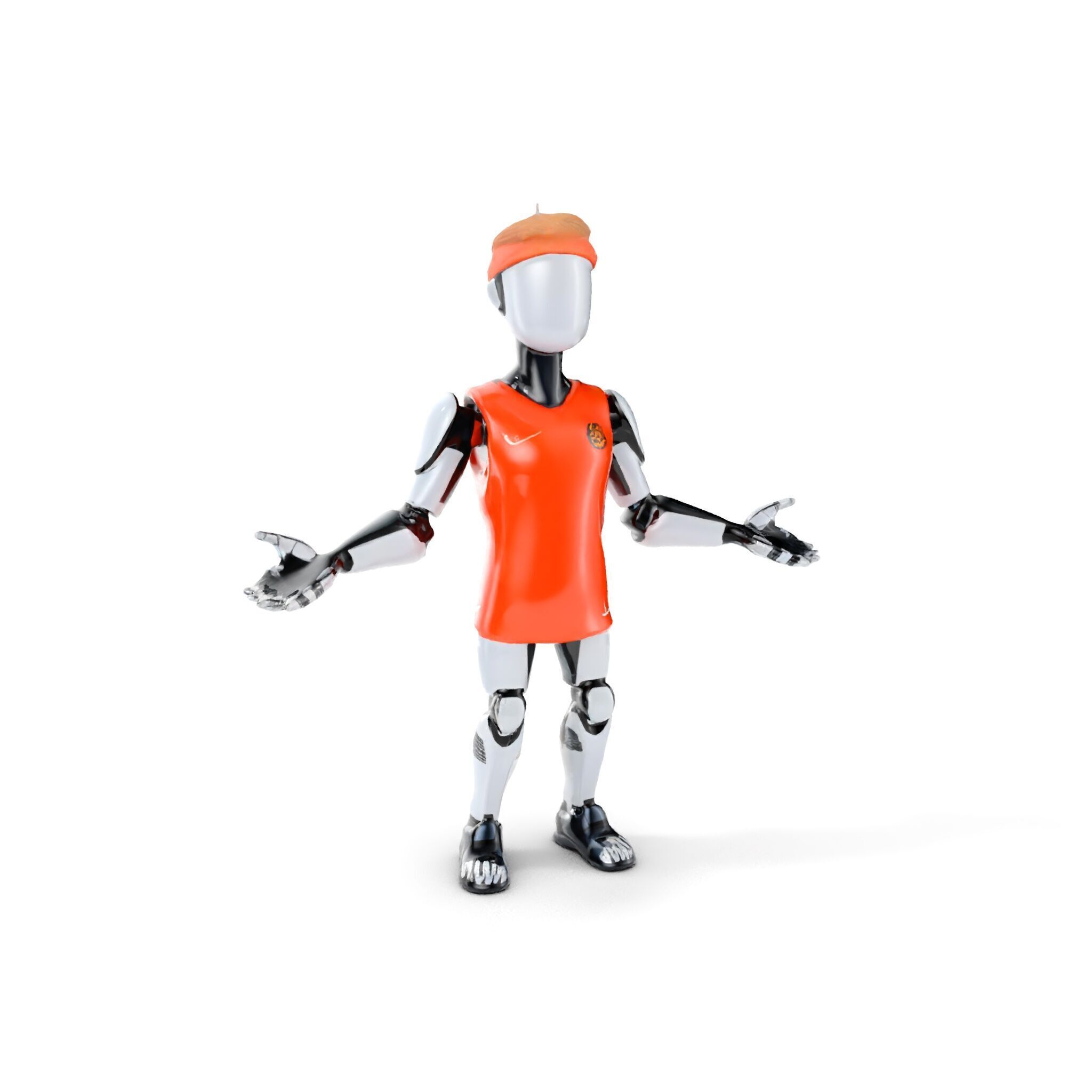 Basketball Robot Character Model Rigged and Animated for Games Low-poly 3D model_12