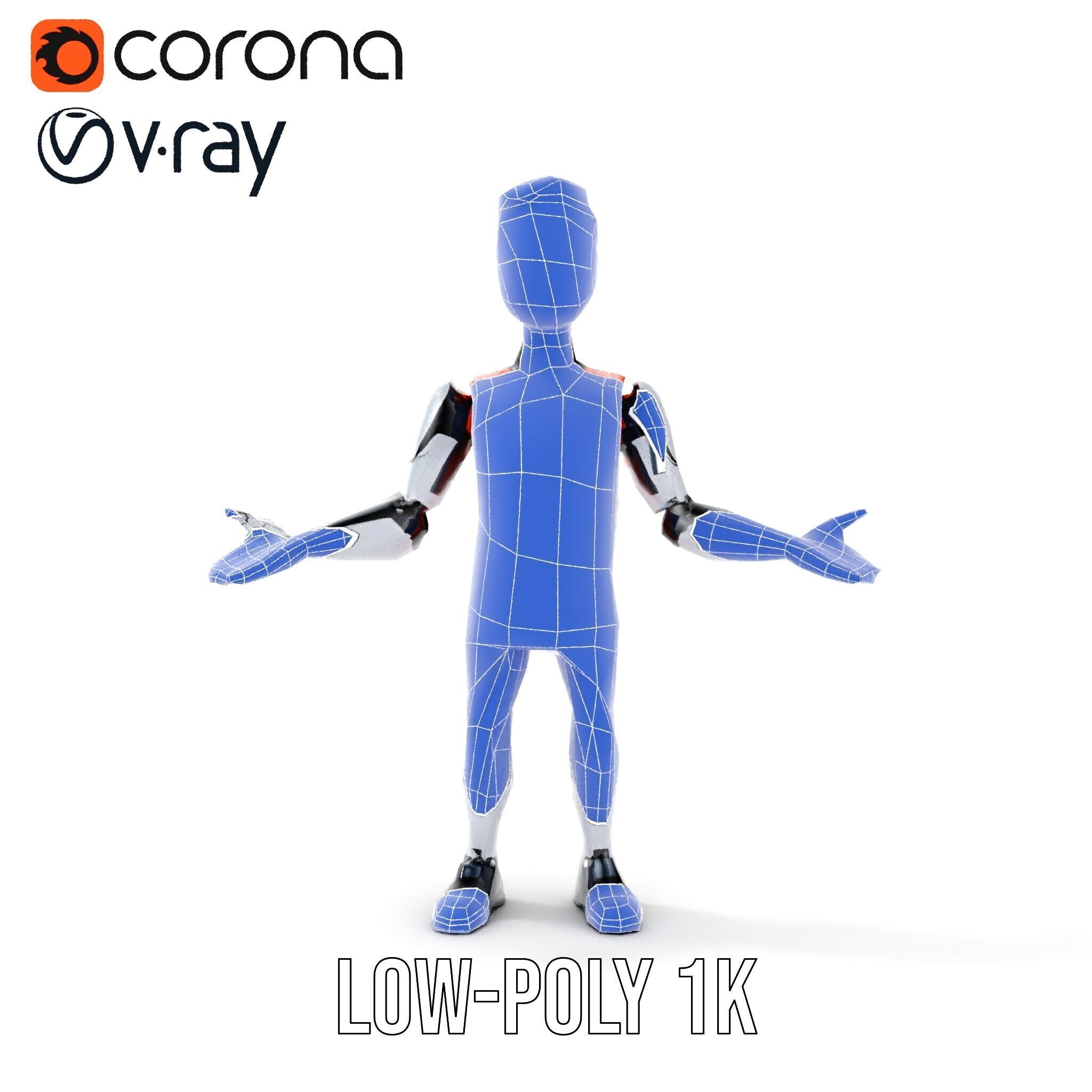 Basketball Robot Character Model Rigged and Animated for Games Low-poly 3D model_10