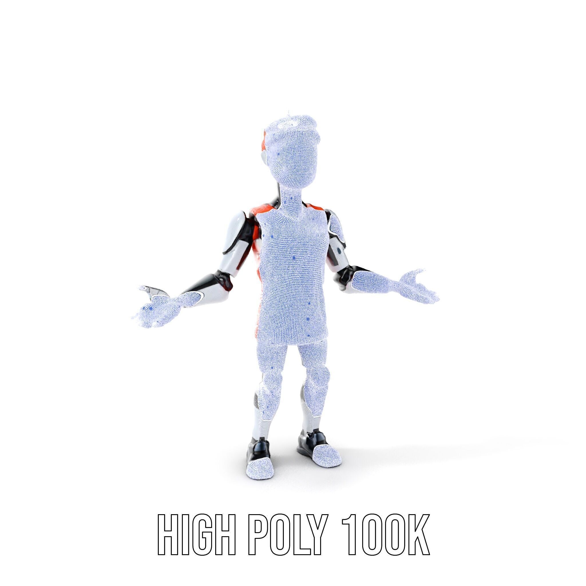 Basketball Robot Character Model Rigged and Animated for Games Low-poly 3D model_4