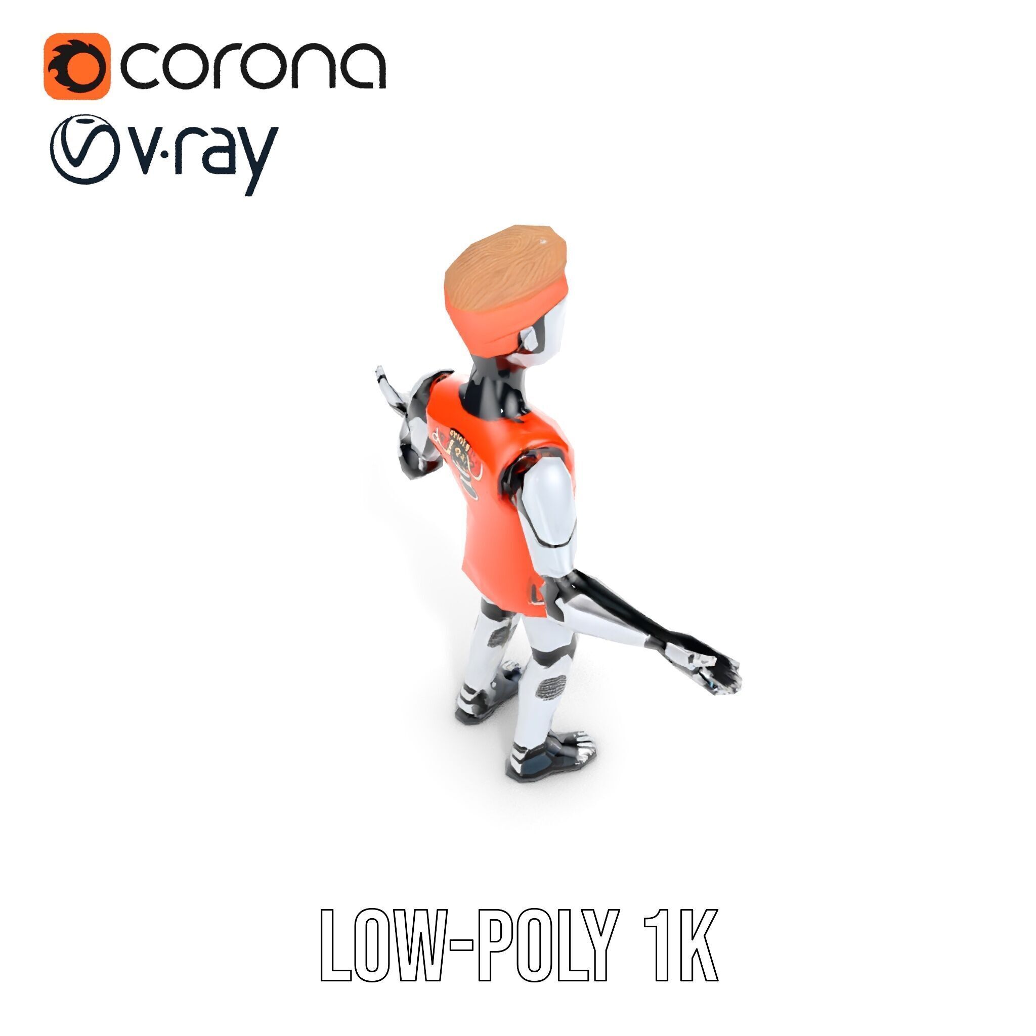 Basketball Robot Character Model Rigged and Animated for Games Low-poly 3D model_26