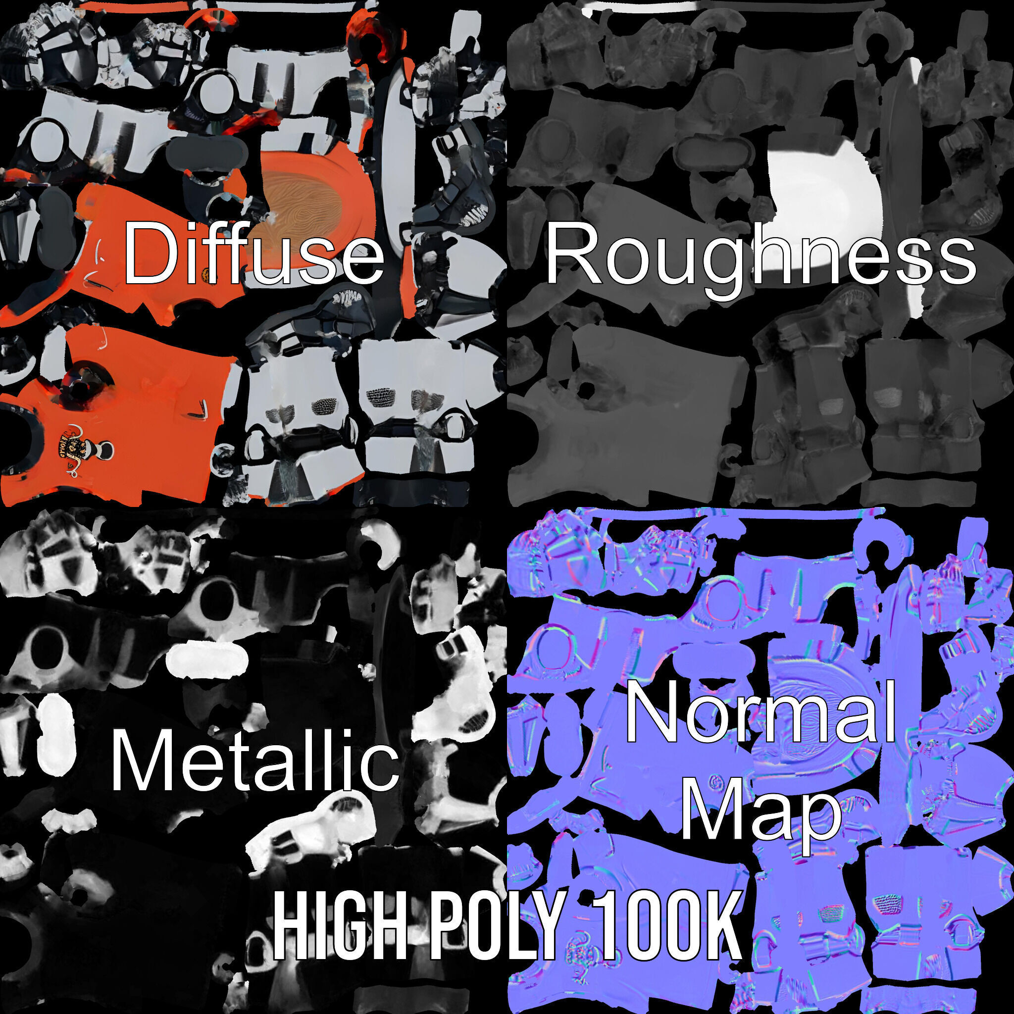 Basketball Robot Character Model Rigged and Animated for Games Low-poly 3D model_3