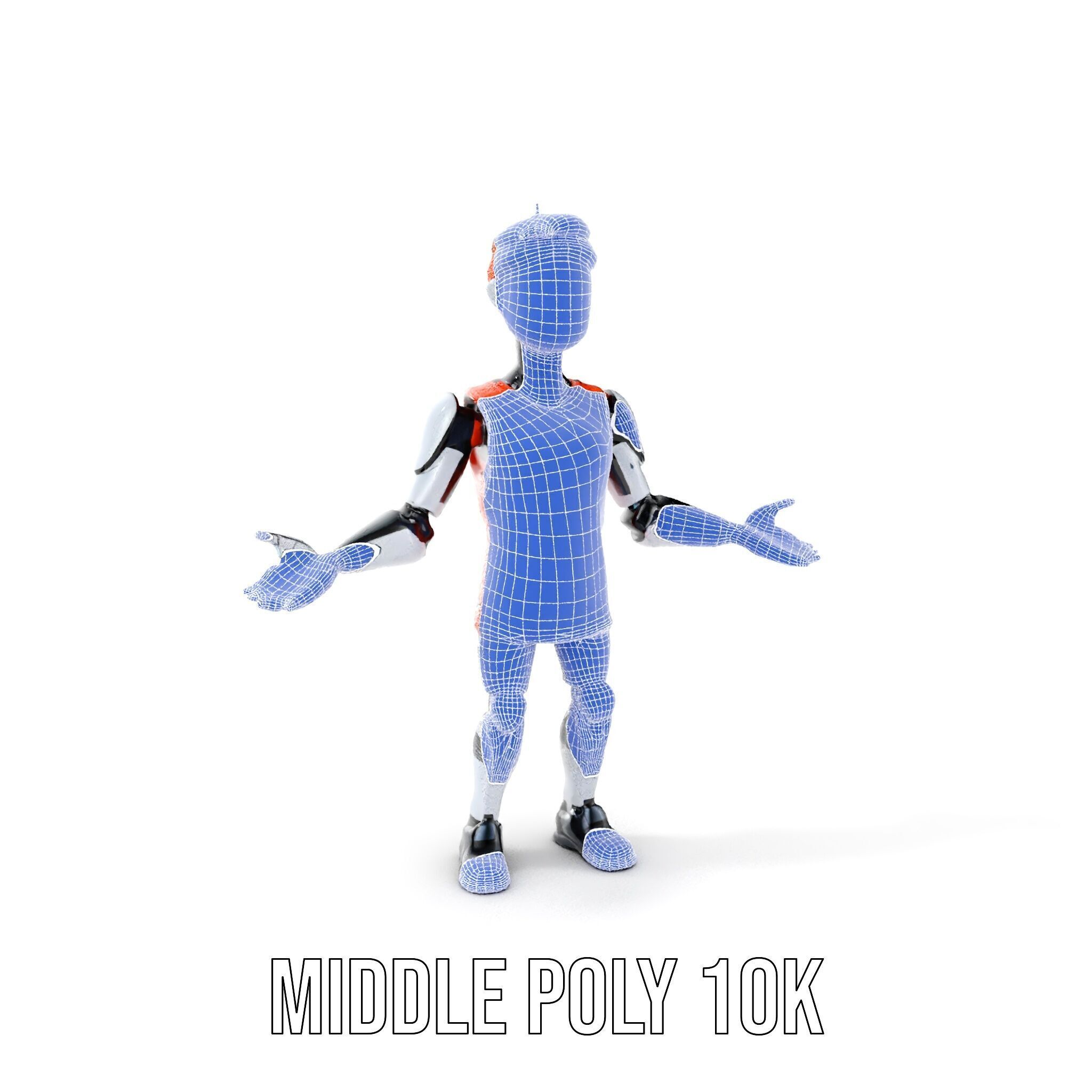 Basketball Robot Character Model Rigged and Animated for Games Low-poly 3D model_31