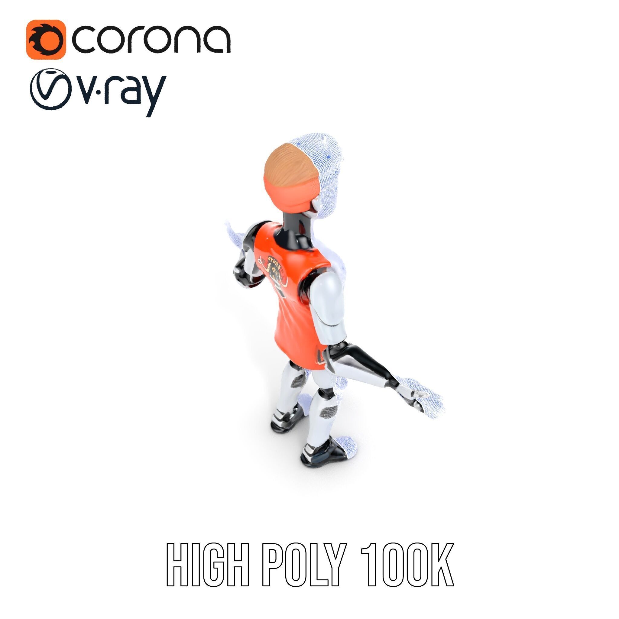 Basketball Robot Character Model Rigged and Animated for Games Low-poly 3D model_40