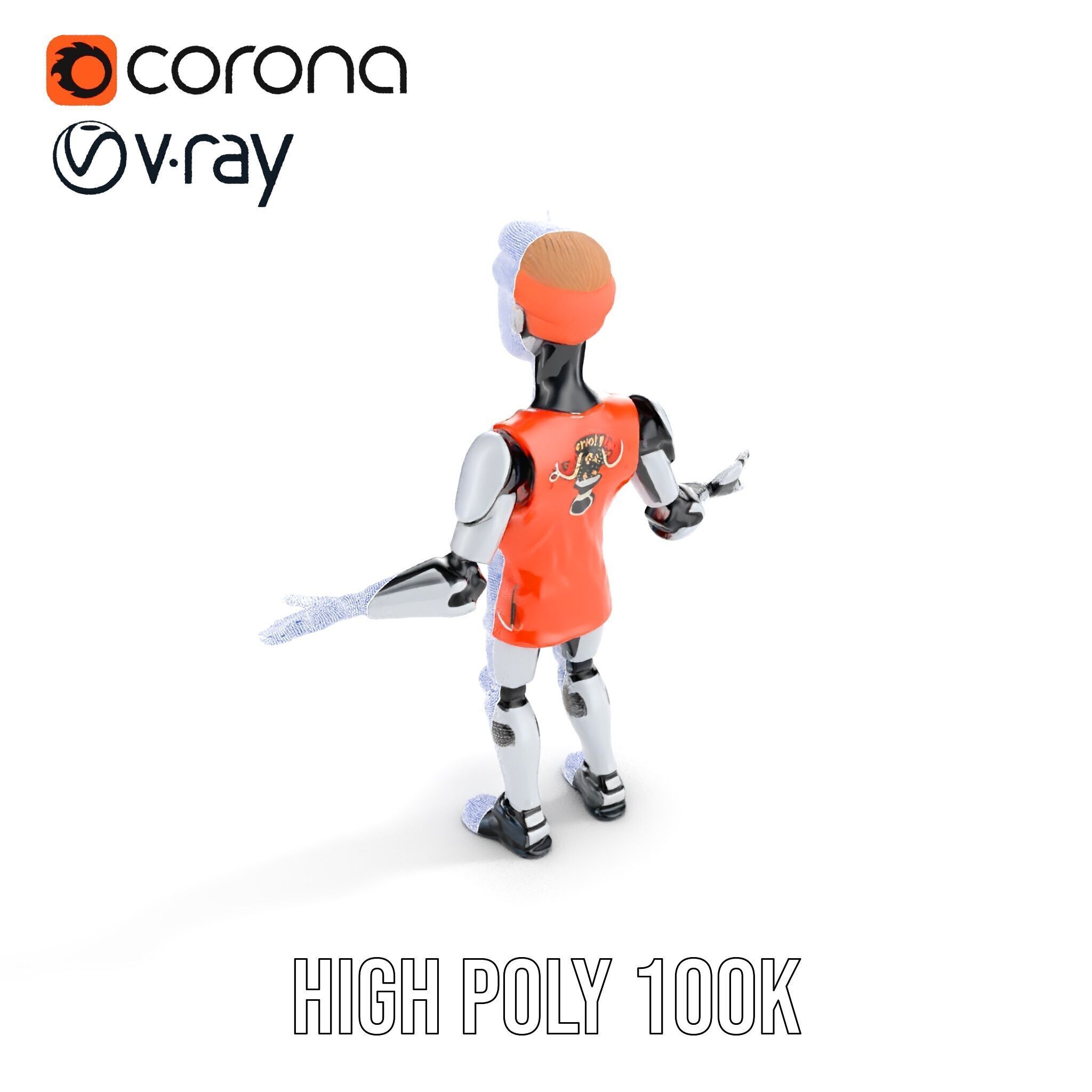 Basketball Robot Character Model Rigged and Animated for Games Low-poly 3D model_37