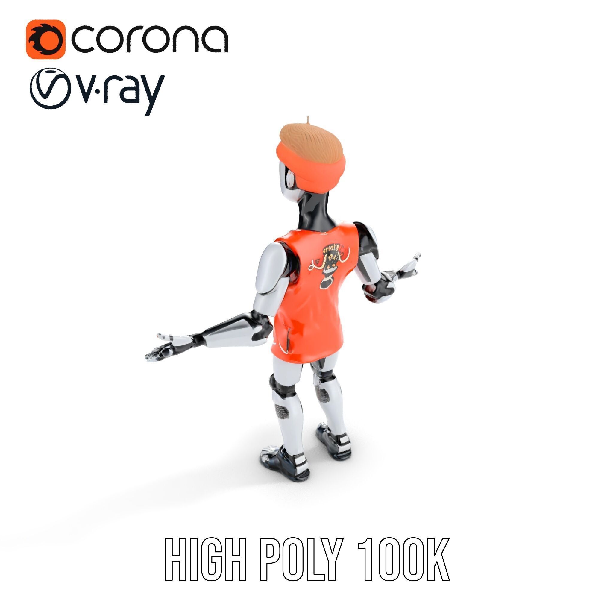 Basketball Robot Character Model Rigged and Animated for Games Low-poly 3D model_24