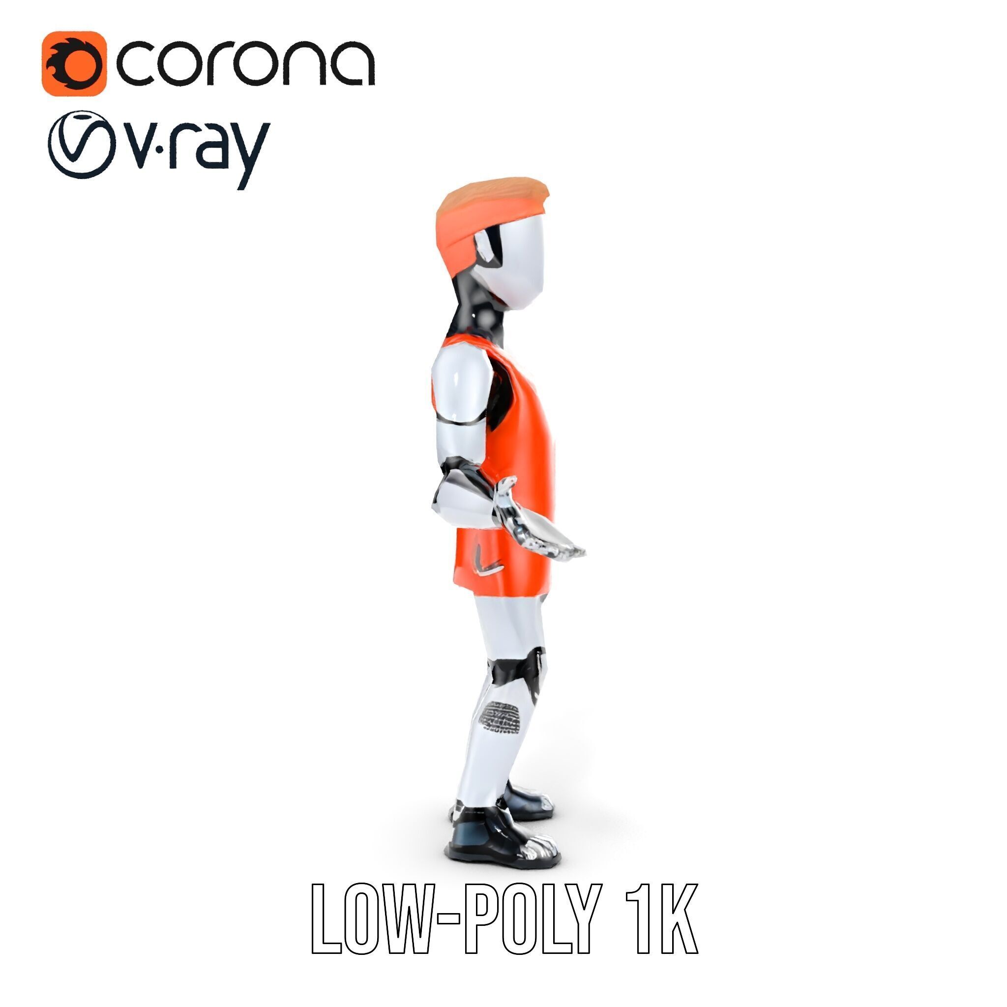 Basketball Robot Character Model Rigged and Animated for Games Low-poly 3D model_29