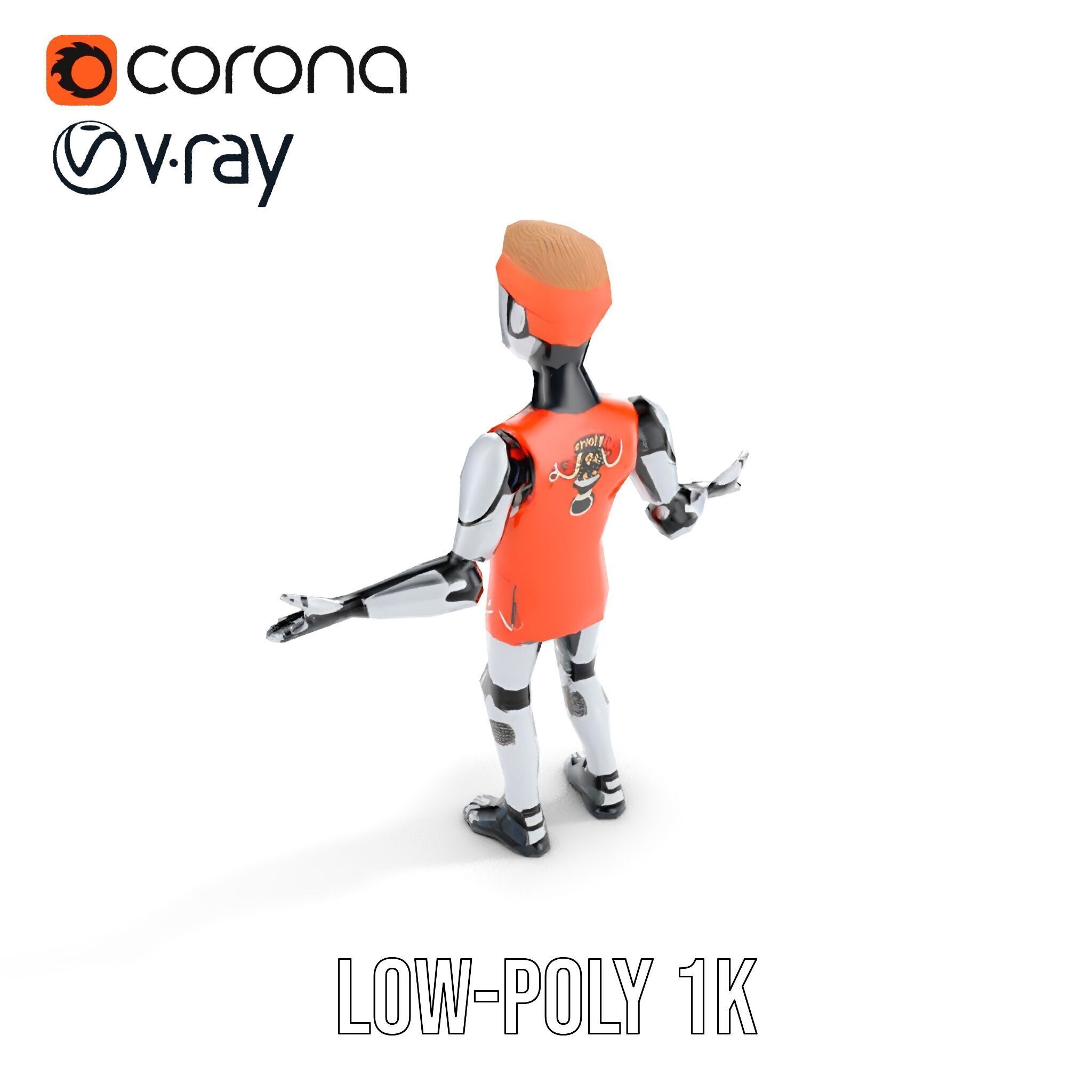 Basketball Robot Character Model Rigged and Animated for Games Low-poly 3D model_7