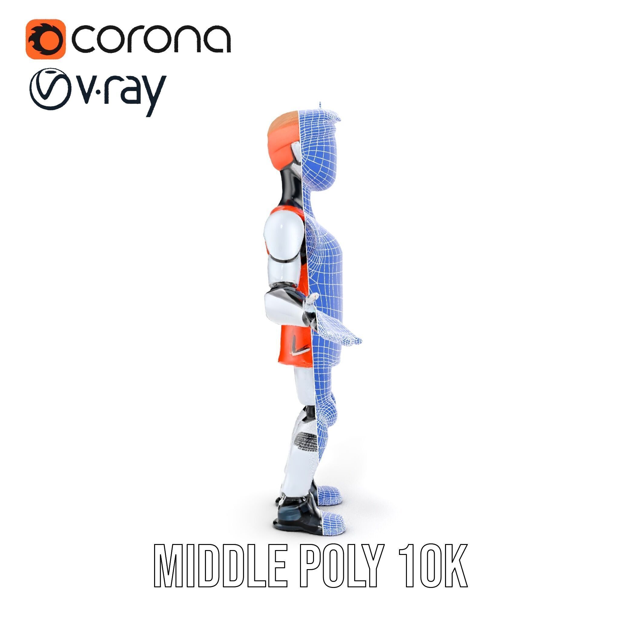 Basketball Robot Character Model Rigged and Animated for Games Low-poly 3D model_36