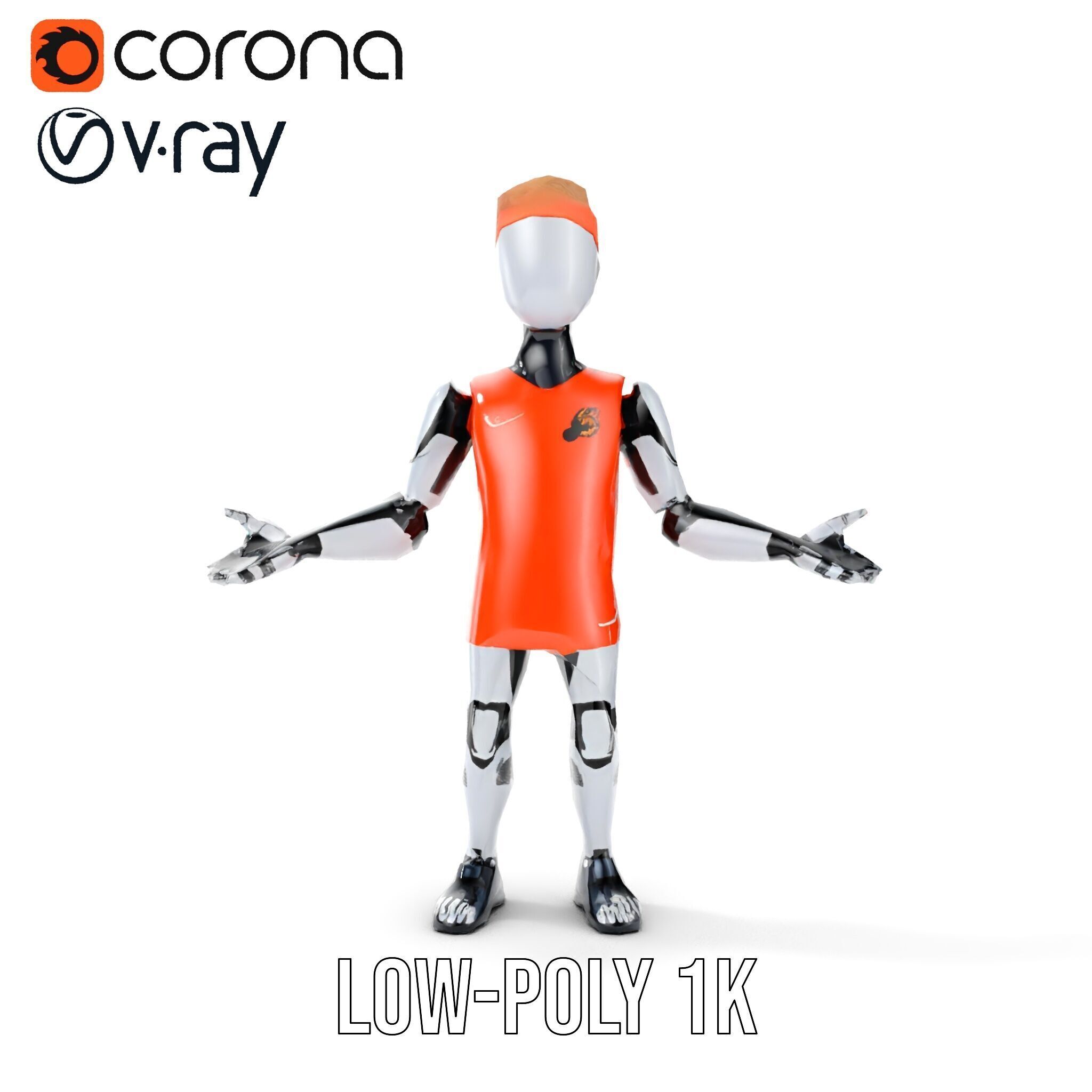 Basketball Robot Character Model Rigged and Animated for Games Low-poly 3D model_21