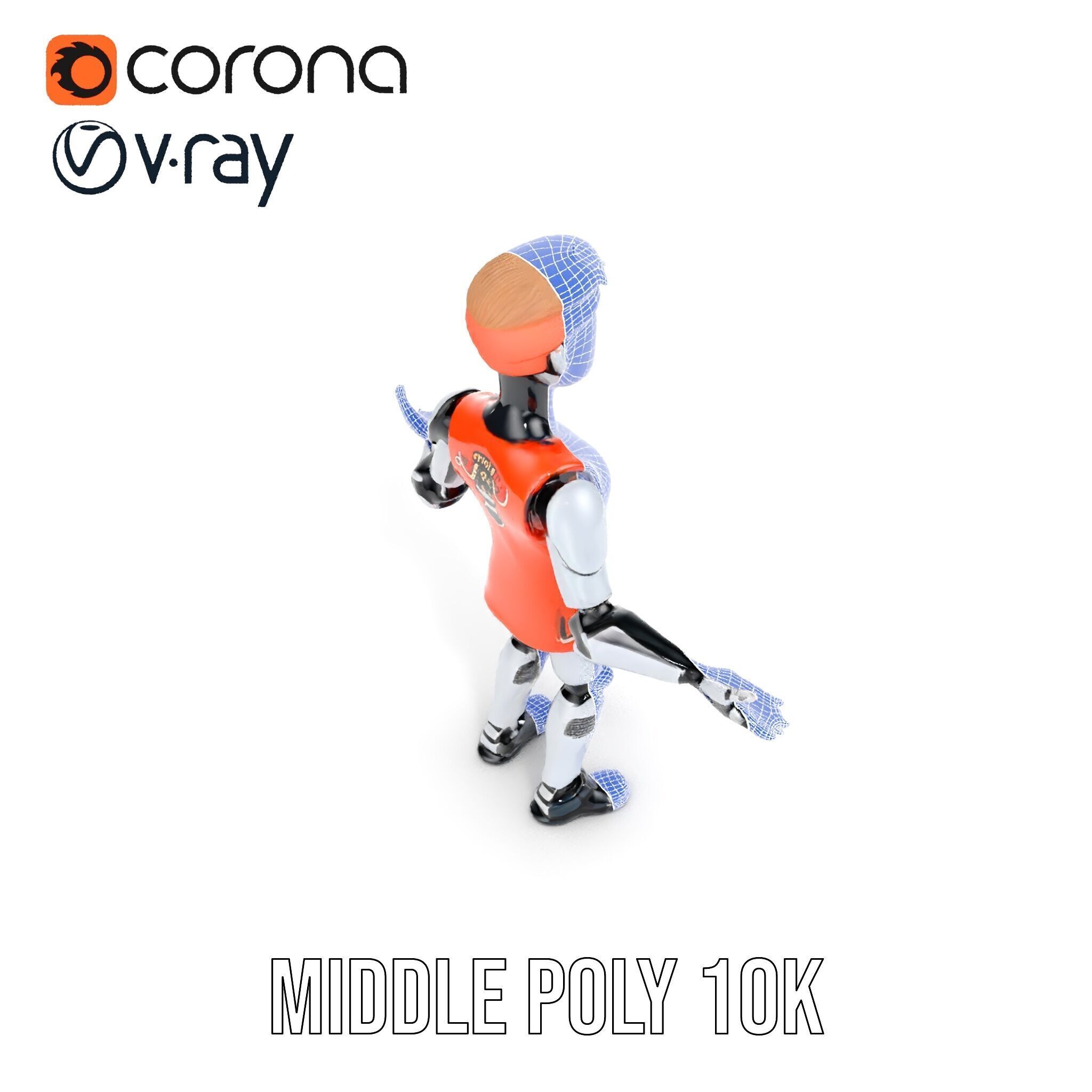 Basketball Robot Character Model Rigged and Animated for Games Low-poly 3D model_28