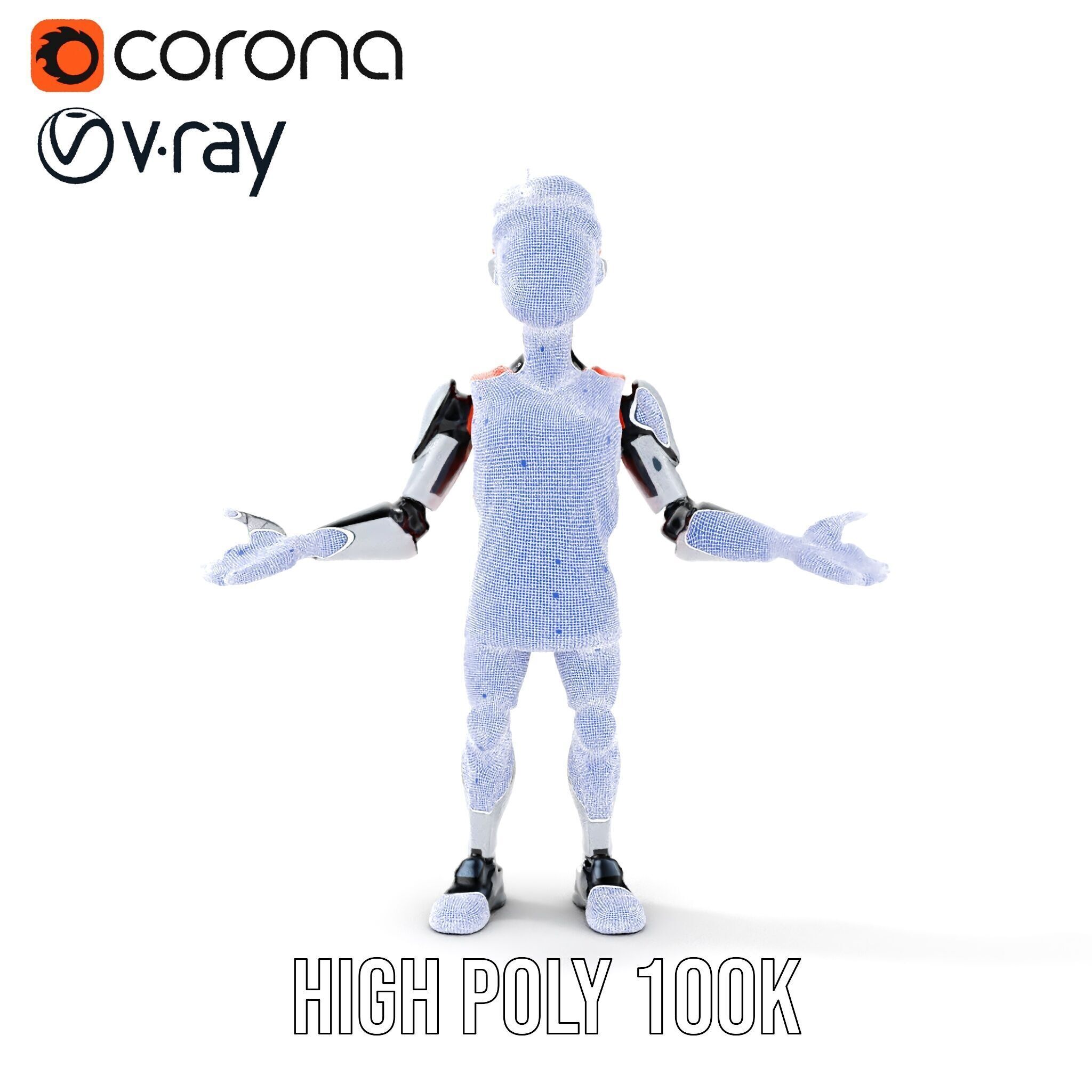 Basketball Robot Character Model Rigged and Animated for Games Low-poly 3D model_30