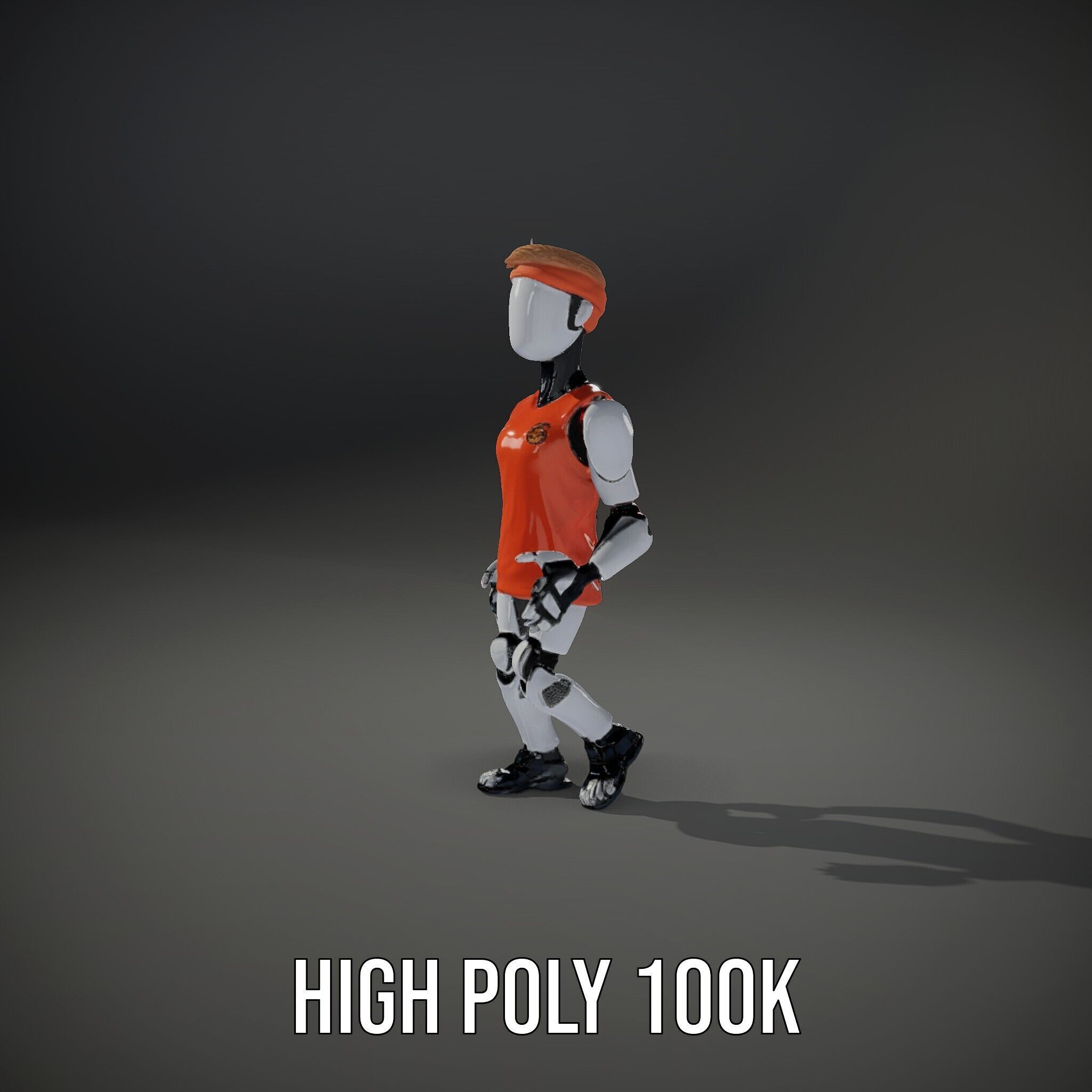 Basketball Robot Character Model Rigged and Animated for Games Low-poly 3D model_11