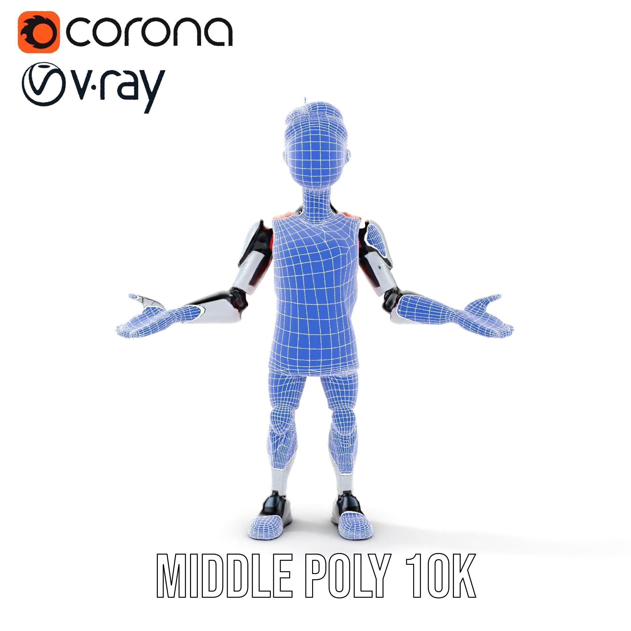 Basketball Robot Character Model Rigged and Animated for Games Low-poly 3D model_34