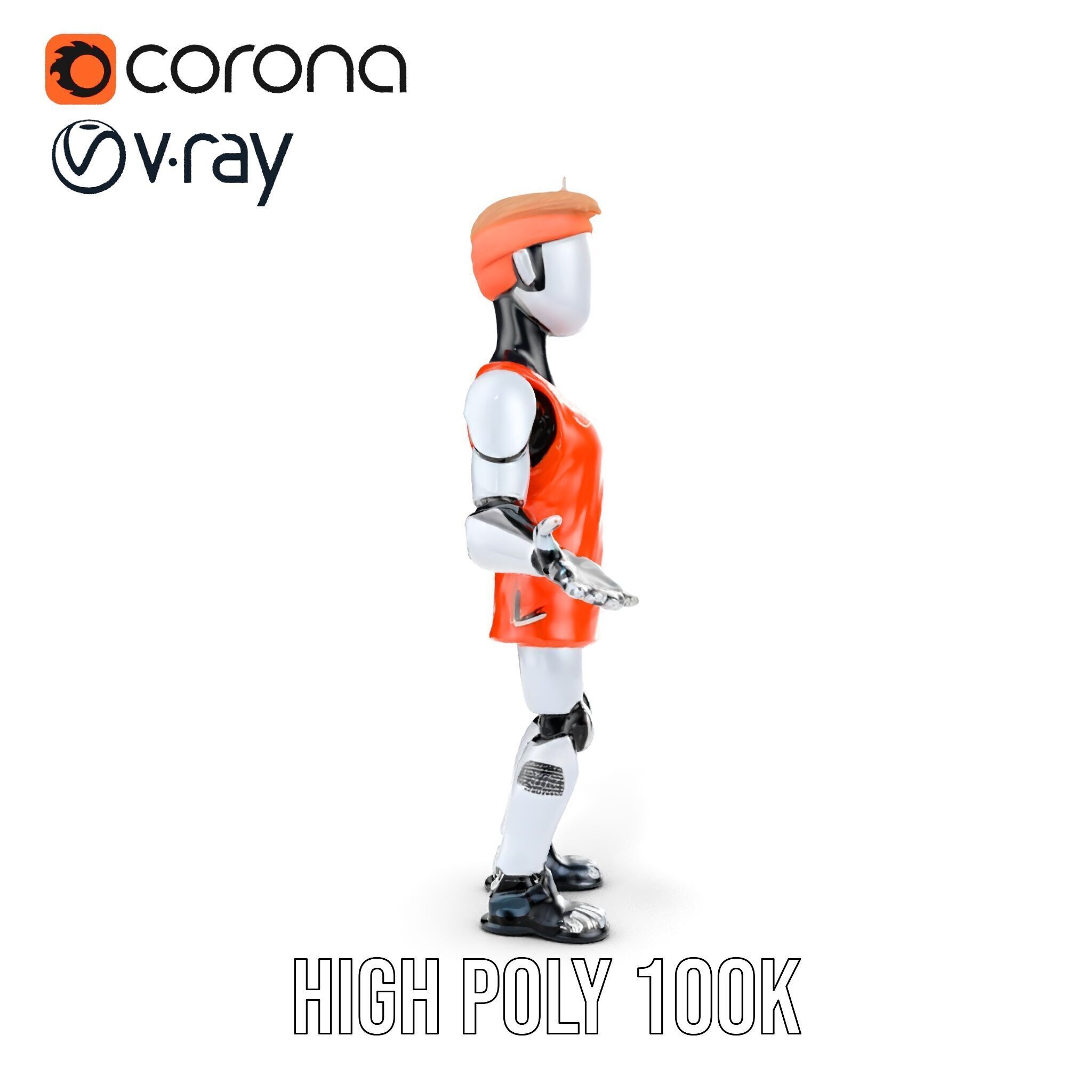 Basketball Robot Character Model Rigged and Animated for Games Low-poly 3D model_39