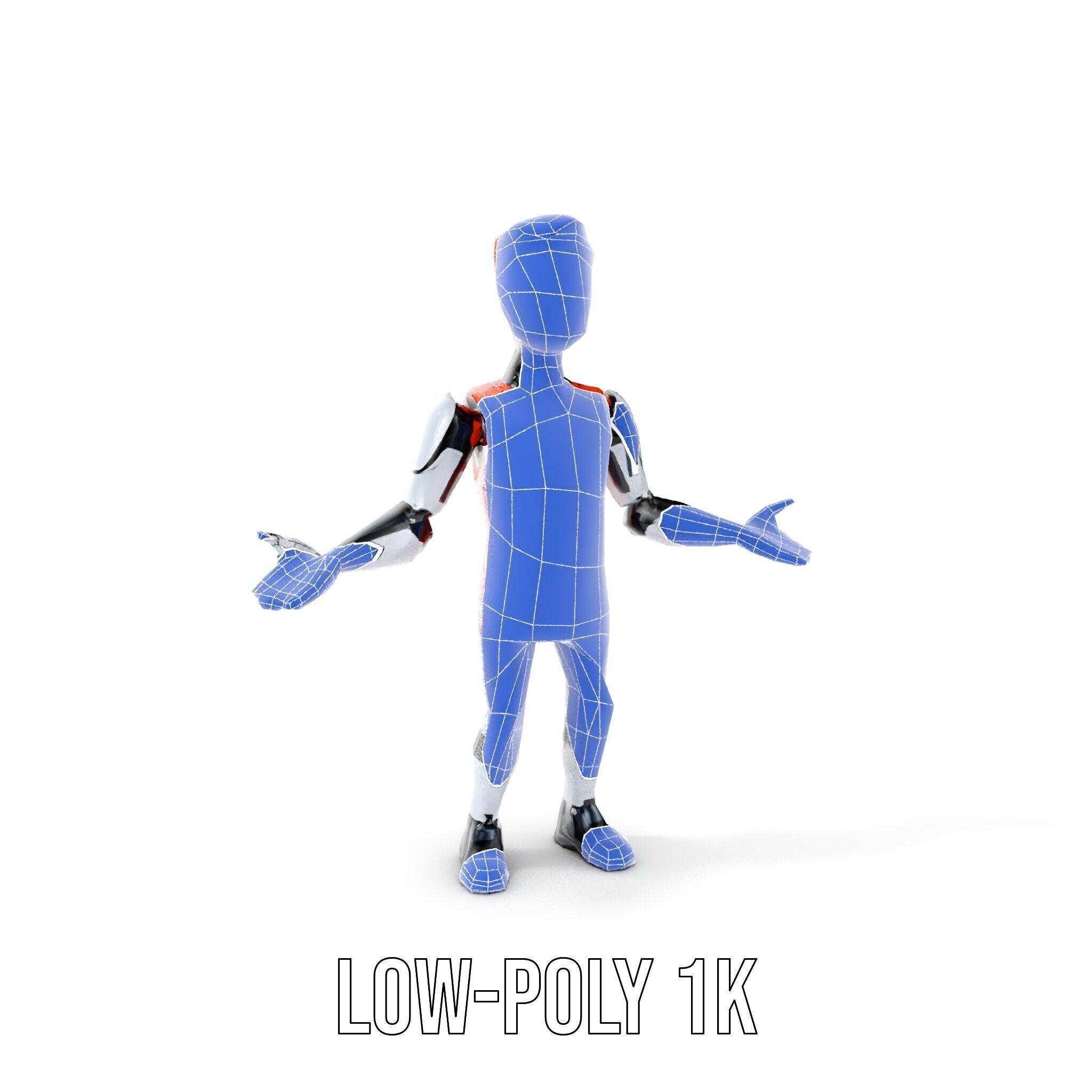 Basketball Robot Character Model Rigged and Animated for Games Low-poly 3D model_23