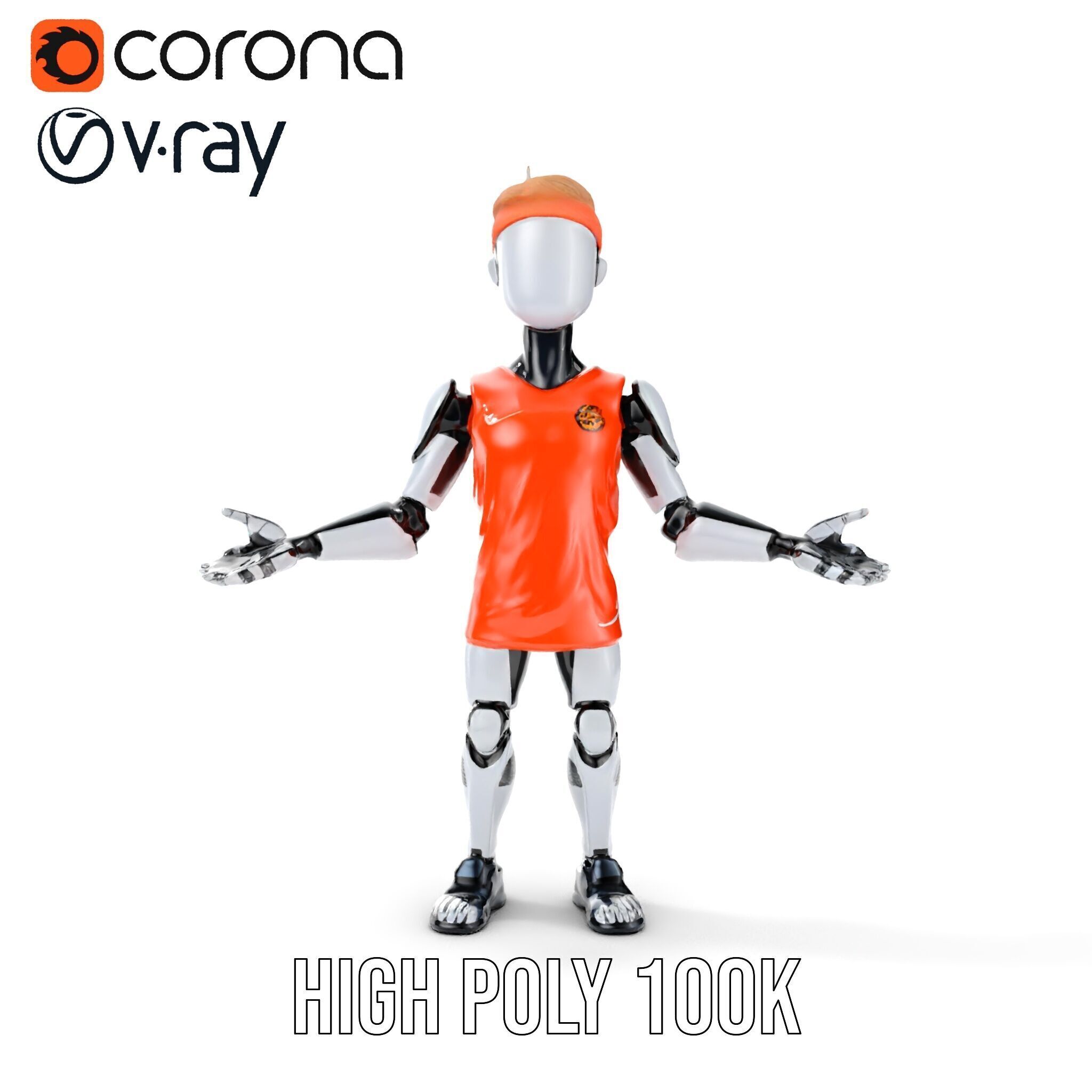 Basketball Robot Character Model Rigged and Animated for Games Low-poly 3D model_27