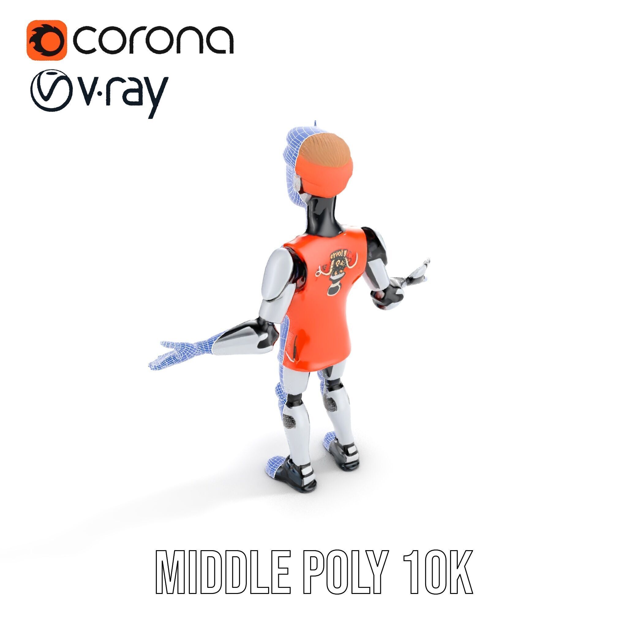 Basketball Robot Character Model Rigged and Animated for Games Low-poly 3D model_25