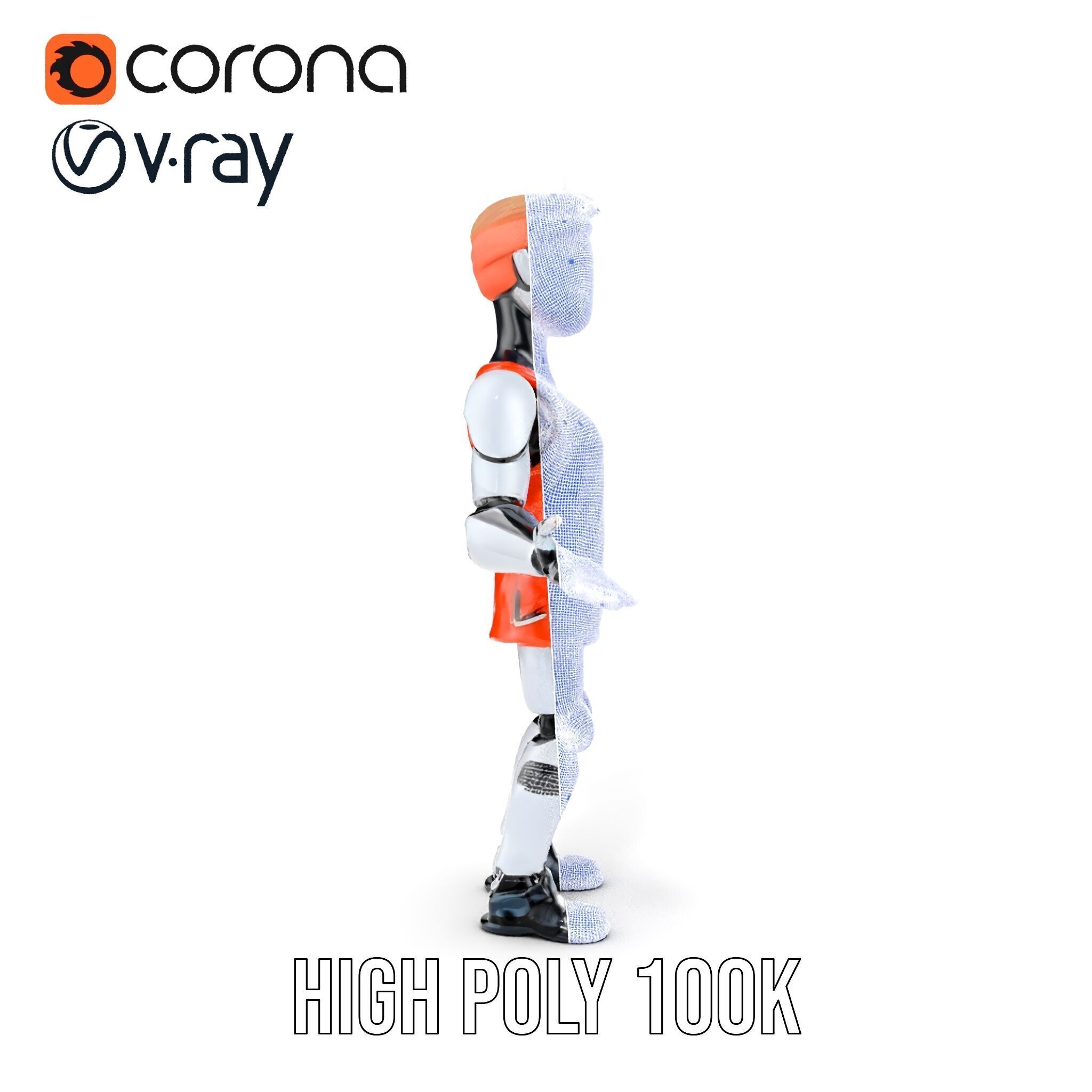 Basketball Robot Character Model Rigged and Animated for Games Low-poly 3D model_33