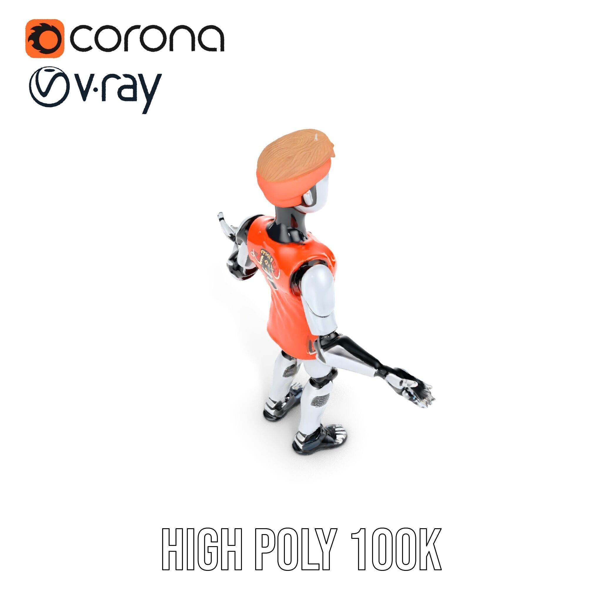 Basketball Robot Character Model Rigged and Animated for Games Low-poly 3D model_19
