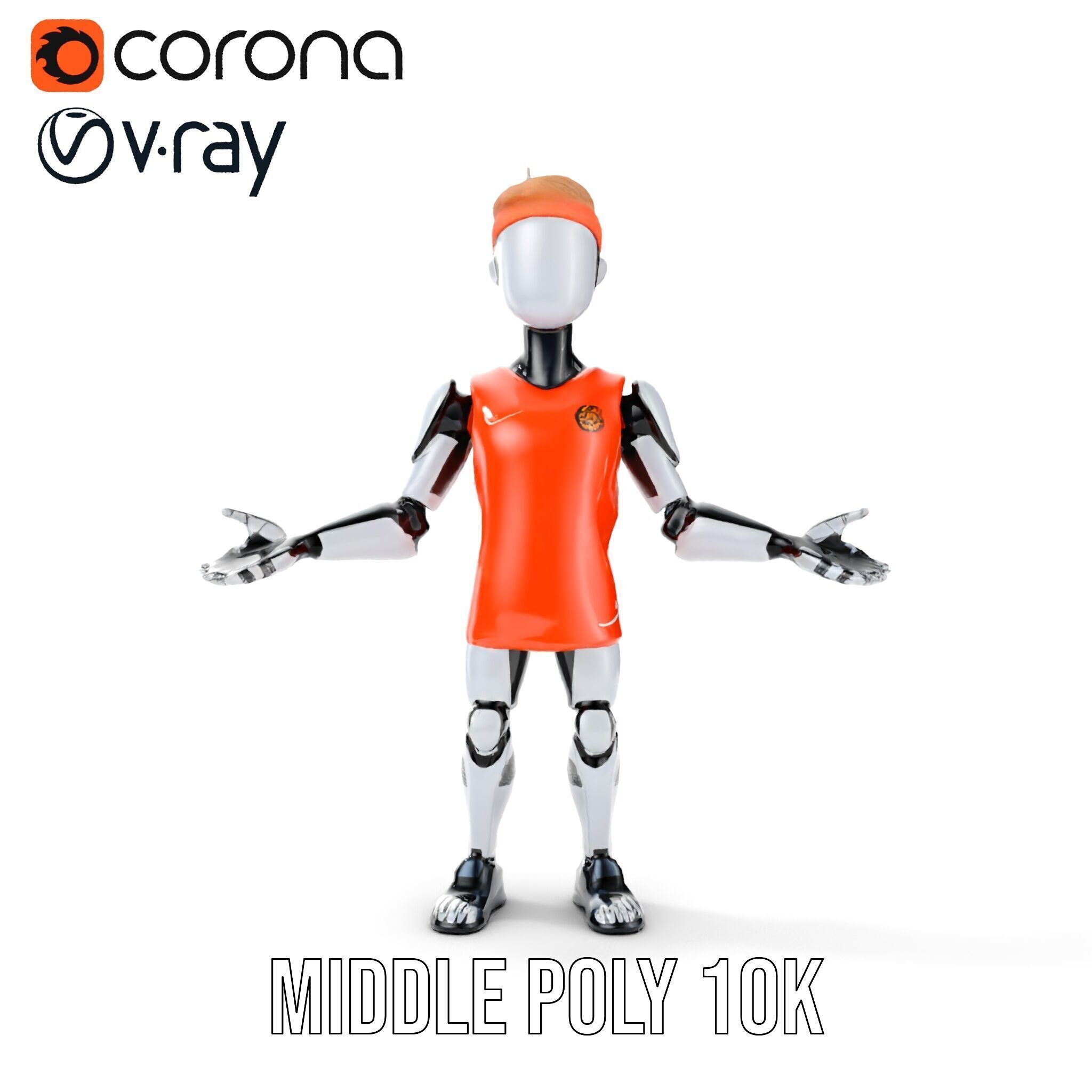 Basketball Robot Character Model Rigged and Animated for Games Low-poly 3D model_22