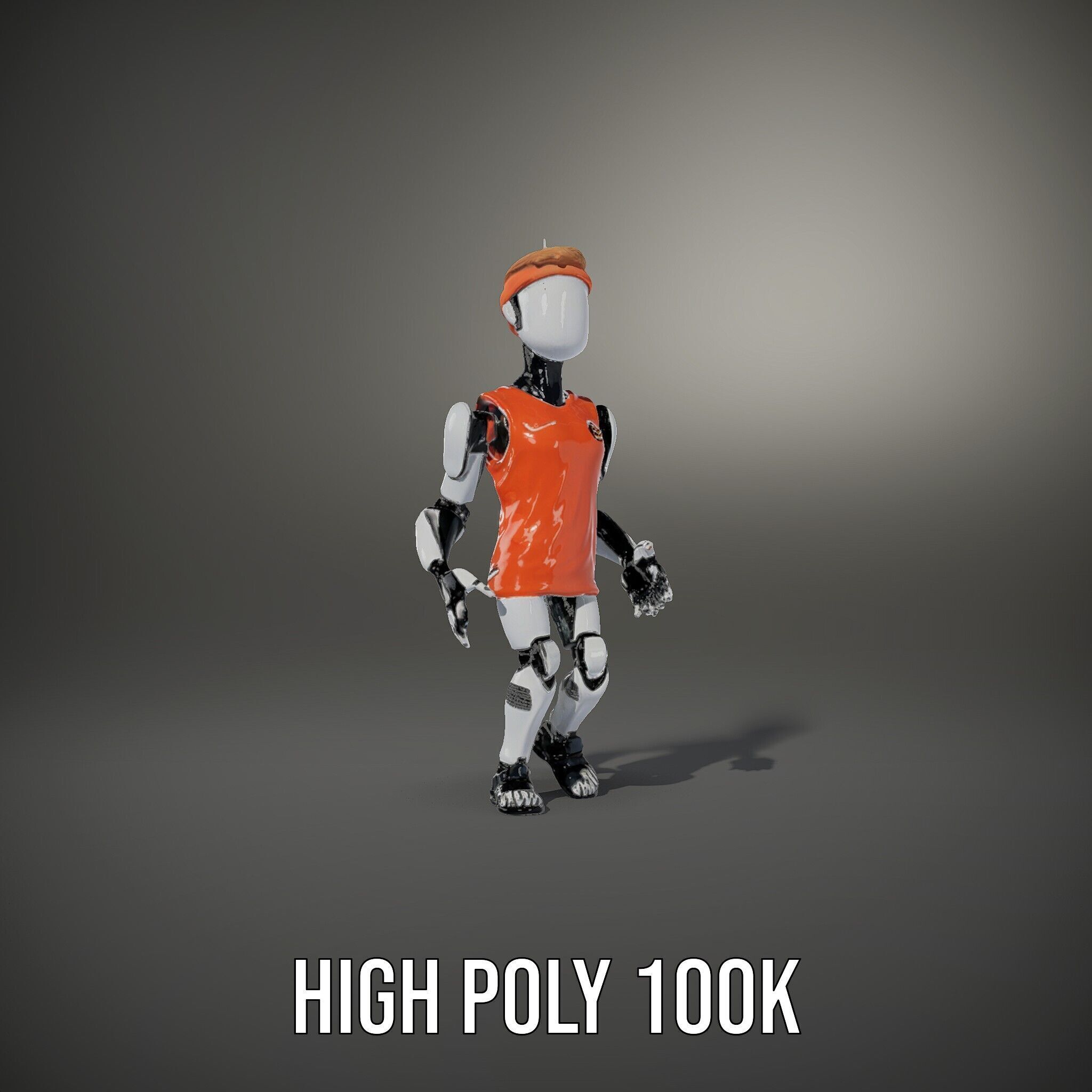 Basketball Robot Character Model Rigged and Animated for Games Low-poly 3D model_14