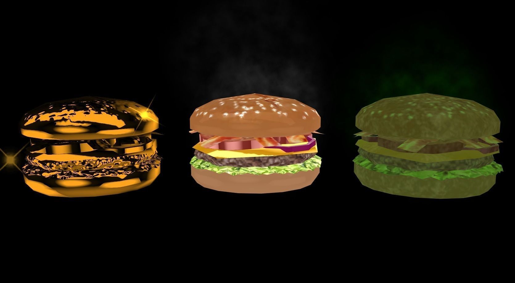 Burger hamburger Low-poly 3D model_1