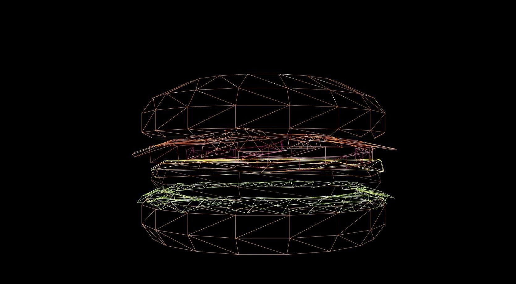 Burger hamburger Low-poly 3D model_2