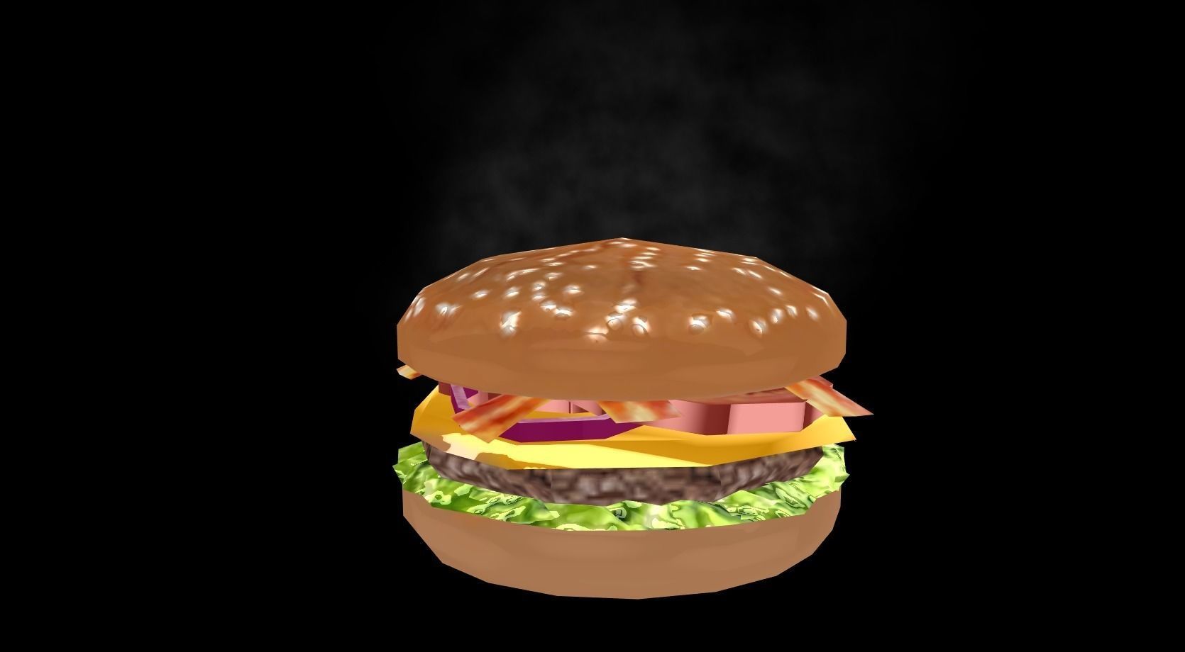 Burger hamburger Low-poly 3D model_0
