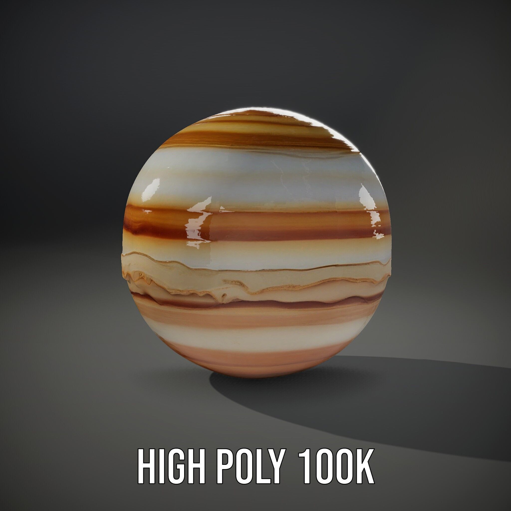Planetary Model Pack with Textured Stripes Low-poly 3D model_11