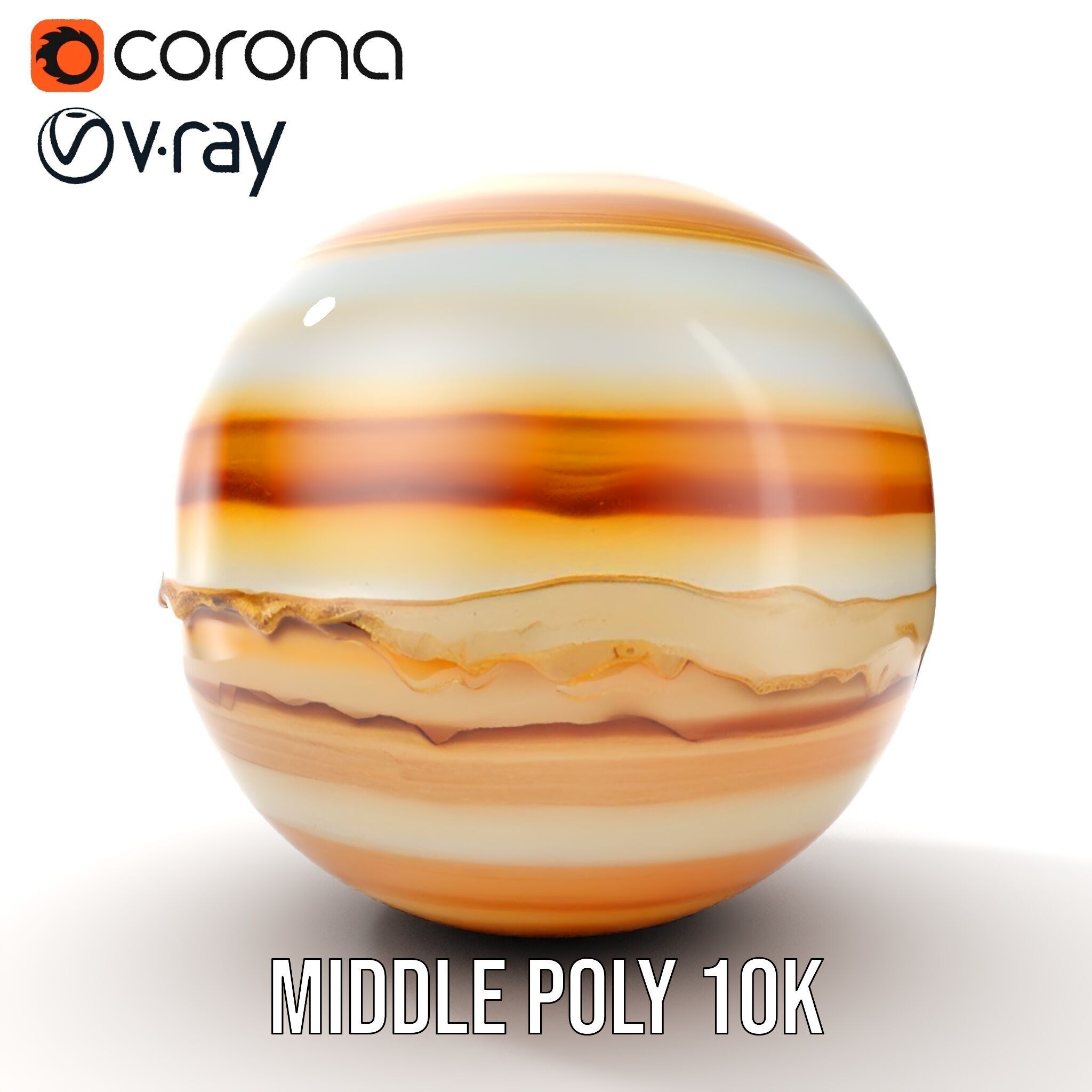 Planetary Model Pack with Textured Stripes Low-poly 3D model_6
