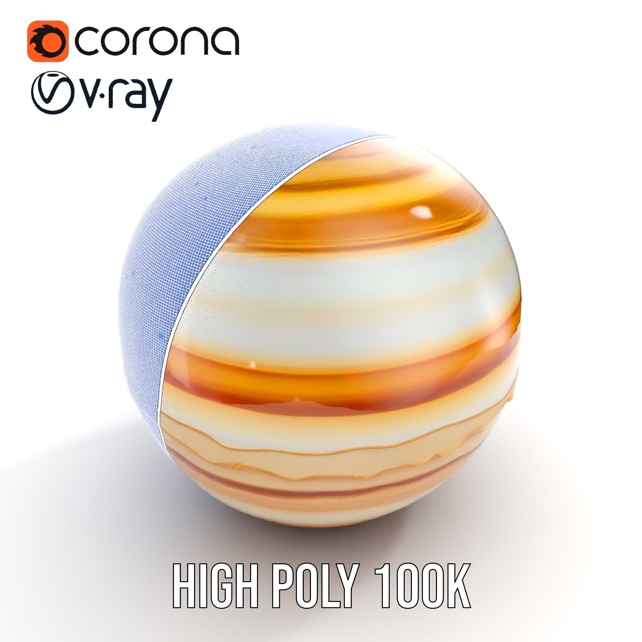 Planetary Model Pack with Textured Stripes Low-poly 3D model_30