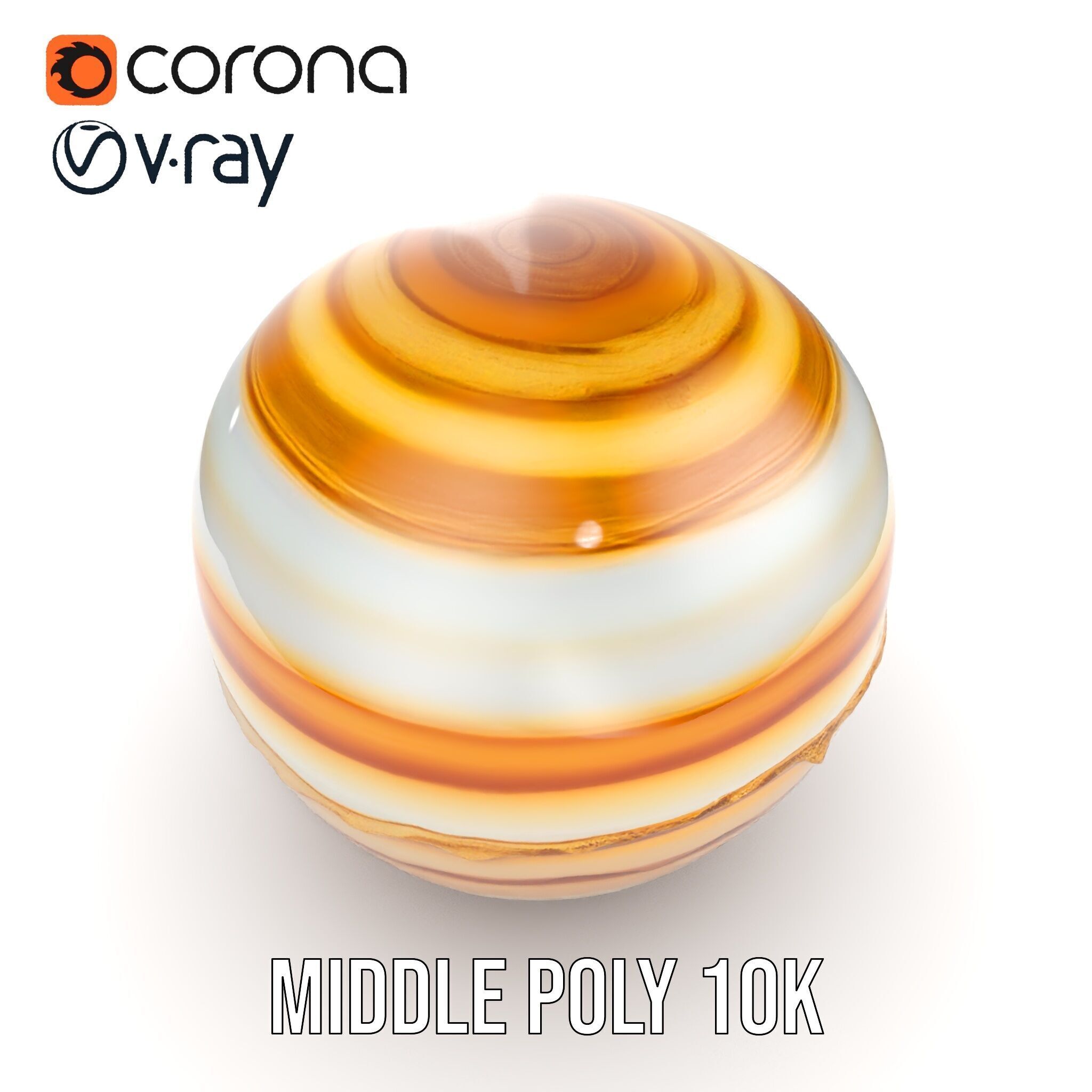 Planetary Model Pack with Textured Stripes Low-poly 3D model_9