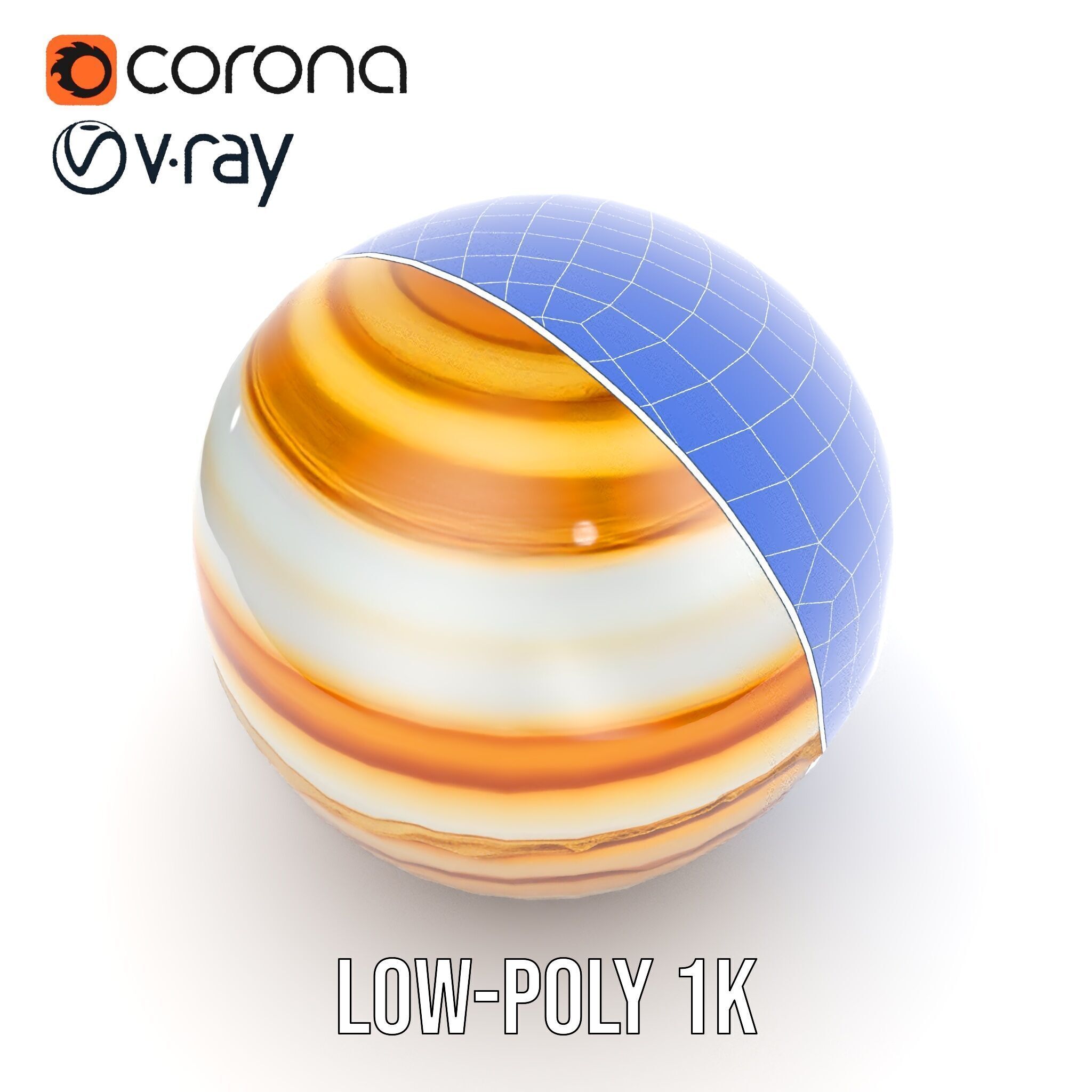 Planetary Model Pack with Textured Stripes Low-poly 3D model_20