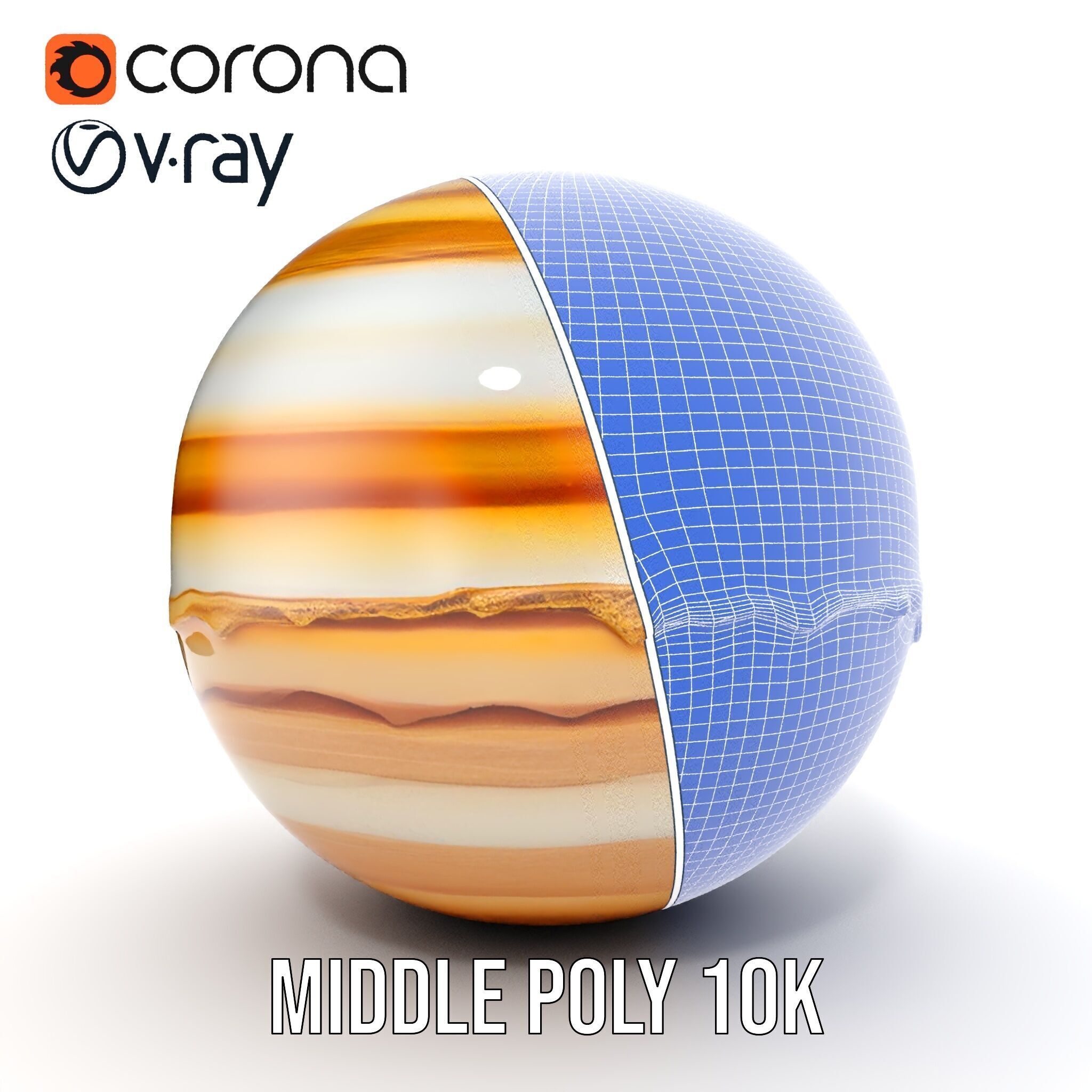 Planetary Model Pack with Textured Stripes Low-poly 3D model_28
