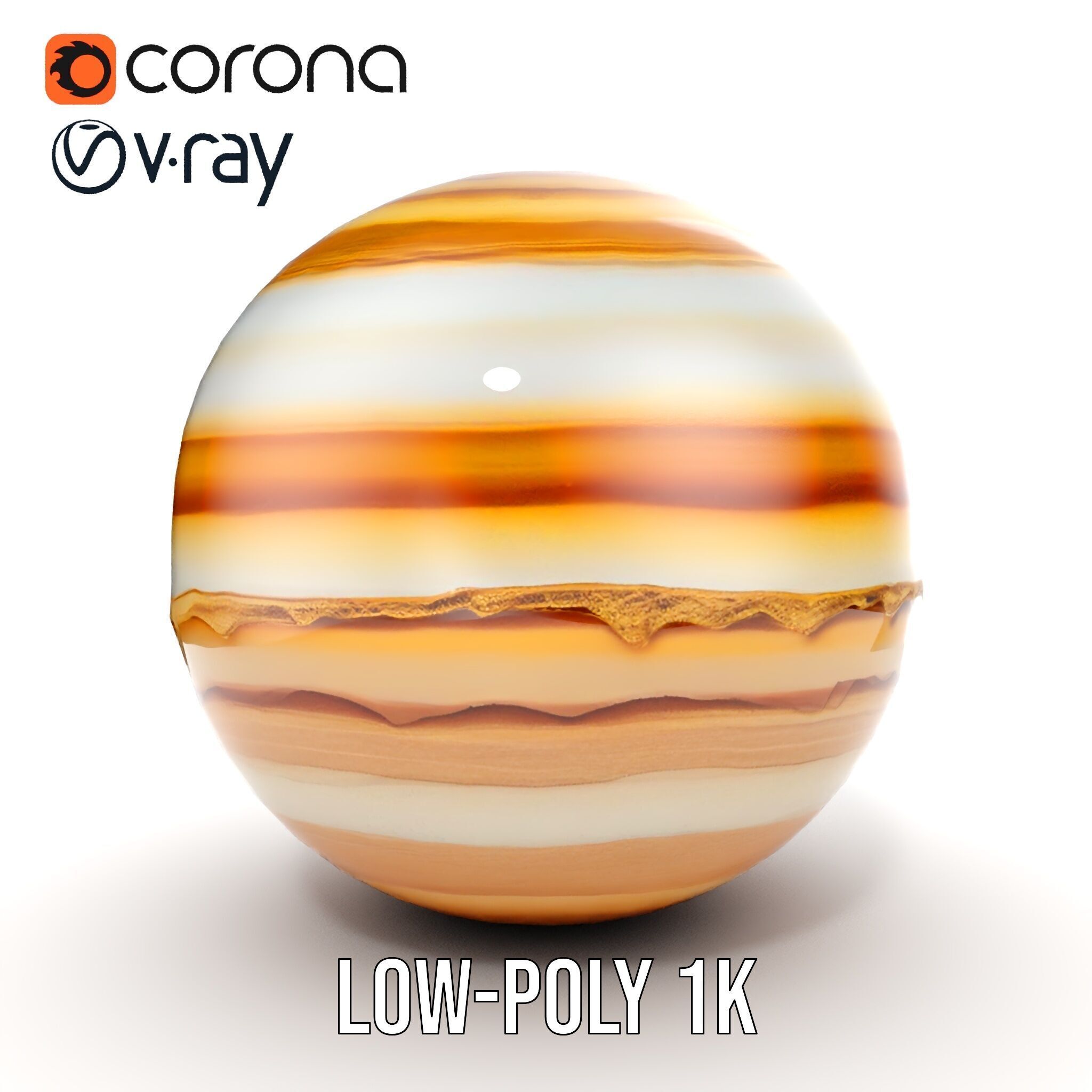 Planetary Model Pack with Textured Stripes Low-poly 3D model_7