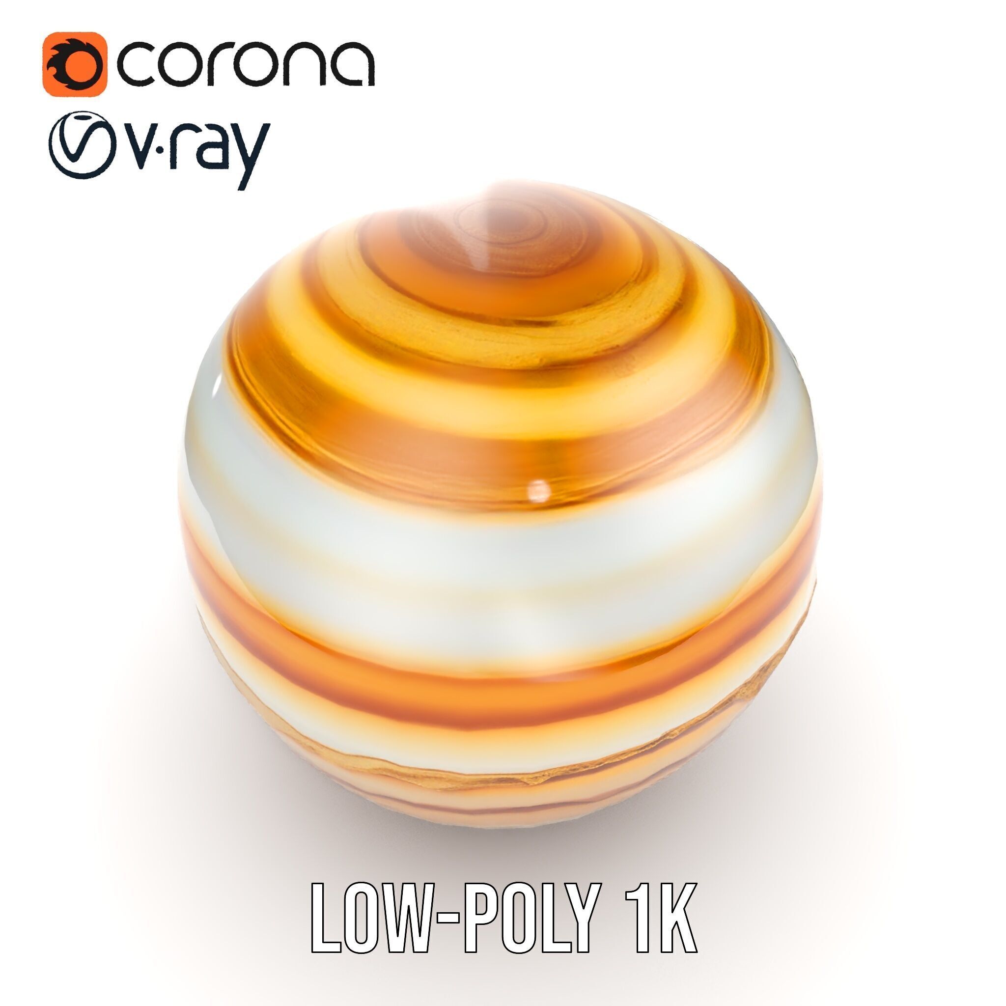 Planetary Model Pack with Textured Stripes Low-poly 3D model_16