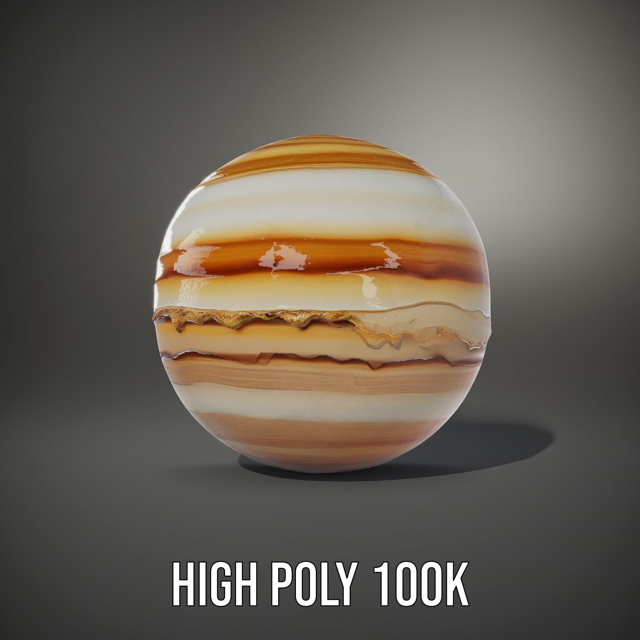 Planetary Model Pack with Textured Stripes Low-poly 3D model_14
