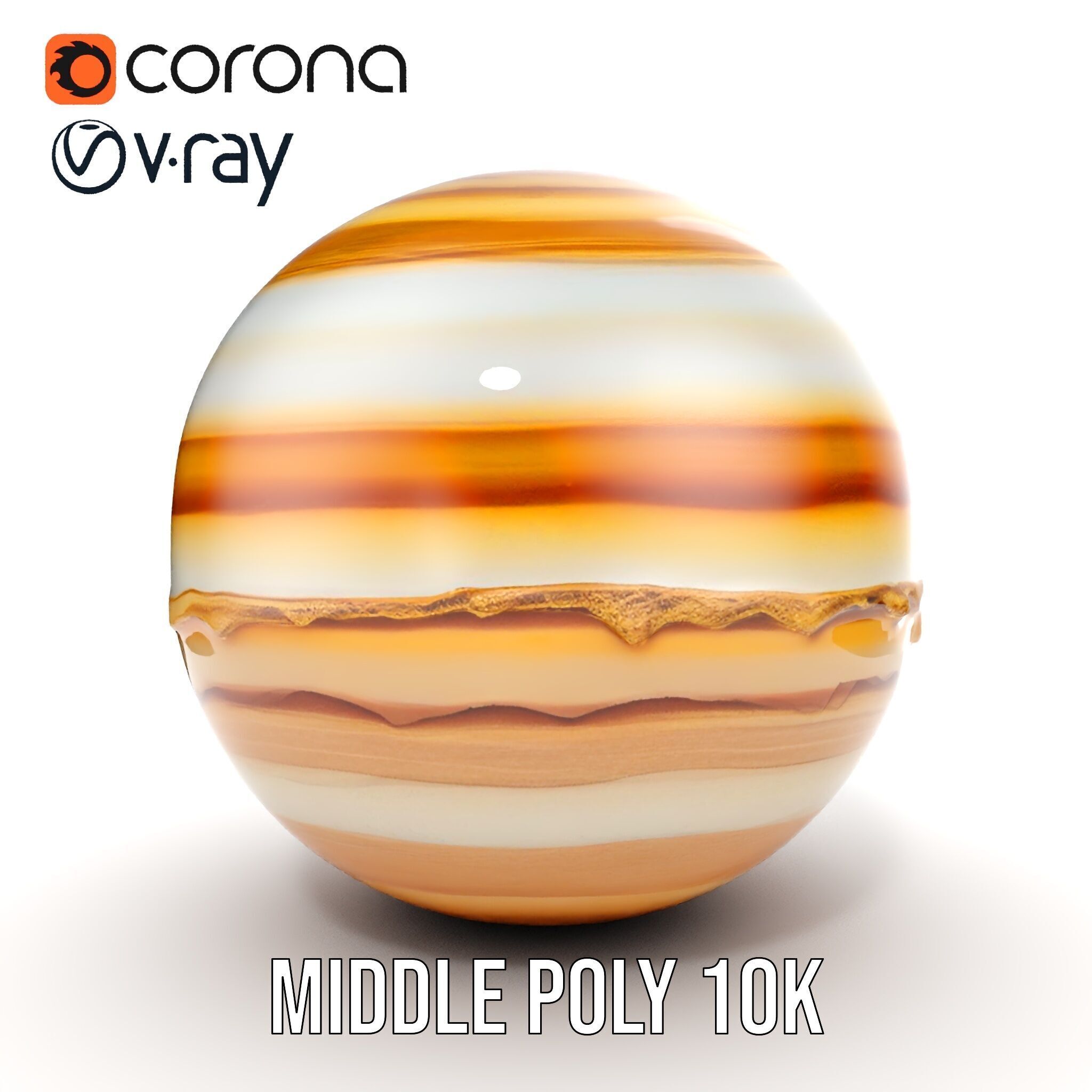 Planetary Model Pack with Textured Stripes Low-poly 3D model_19