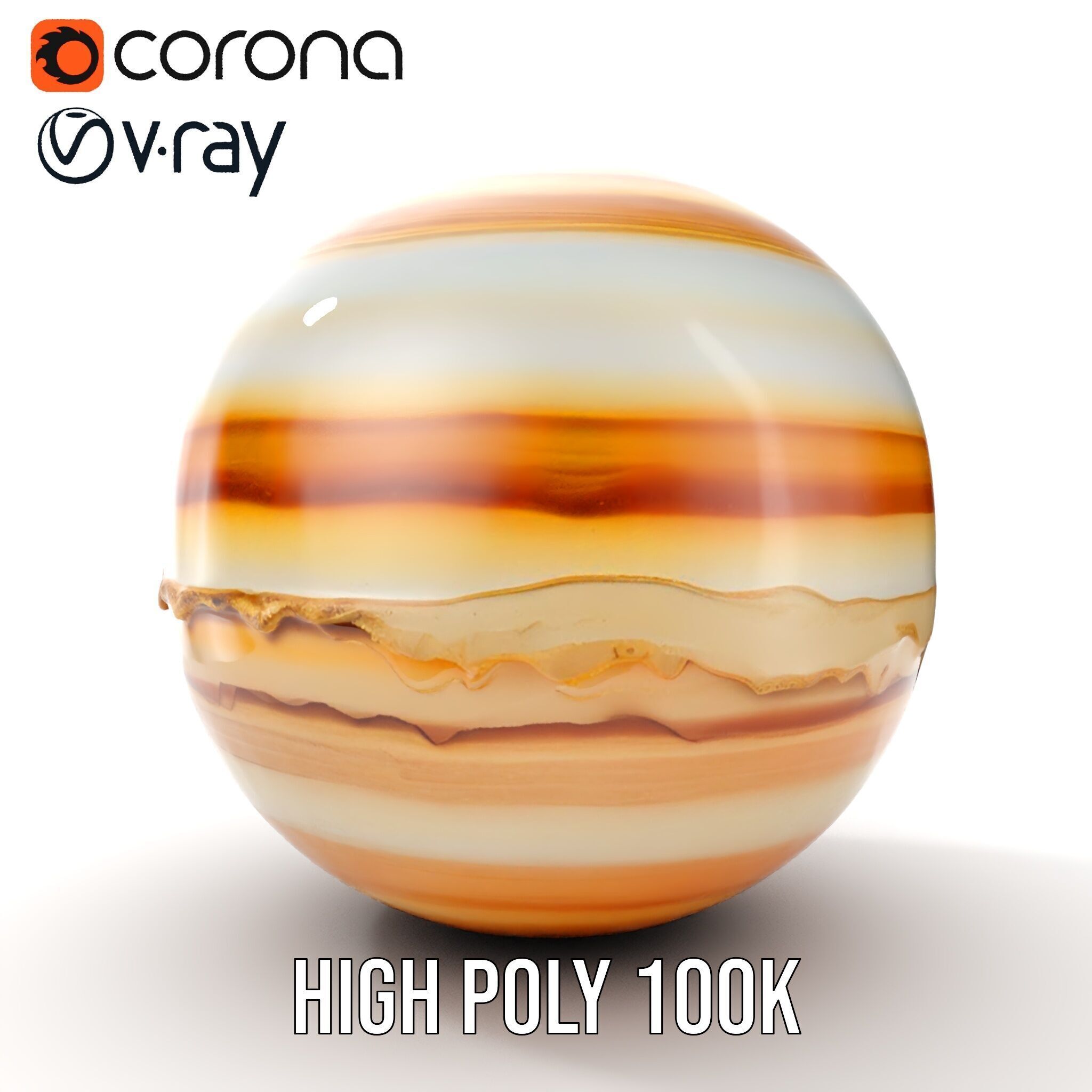 Planetary Model Pack with Textured Stripes Low-poly 3D model_37